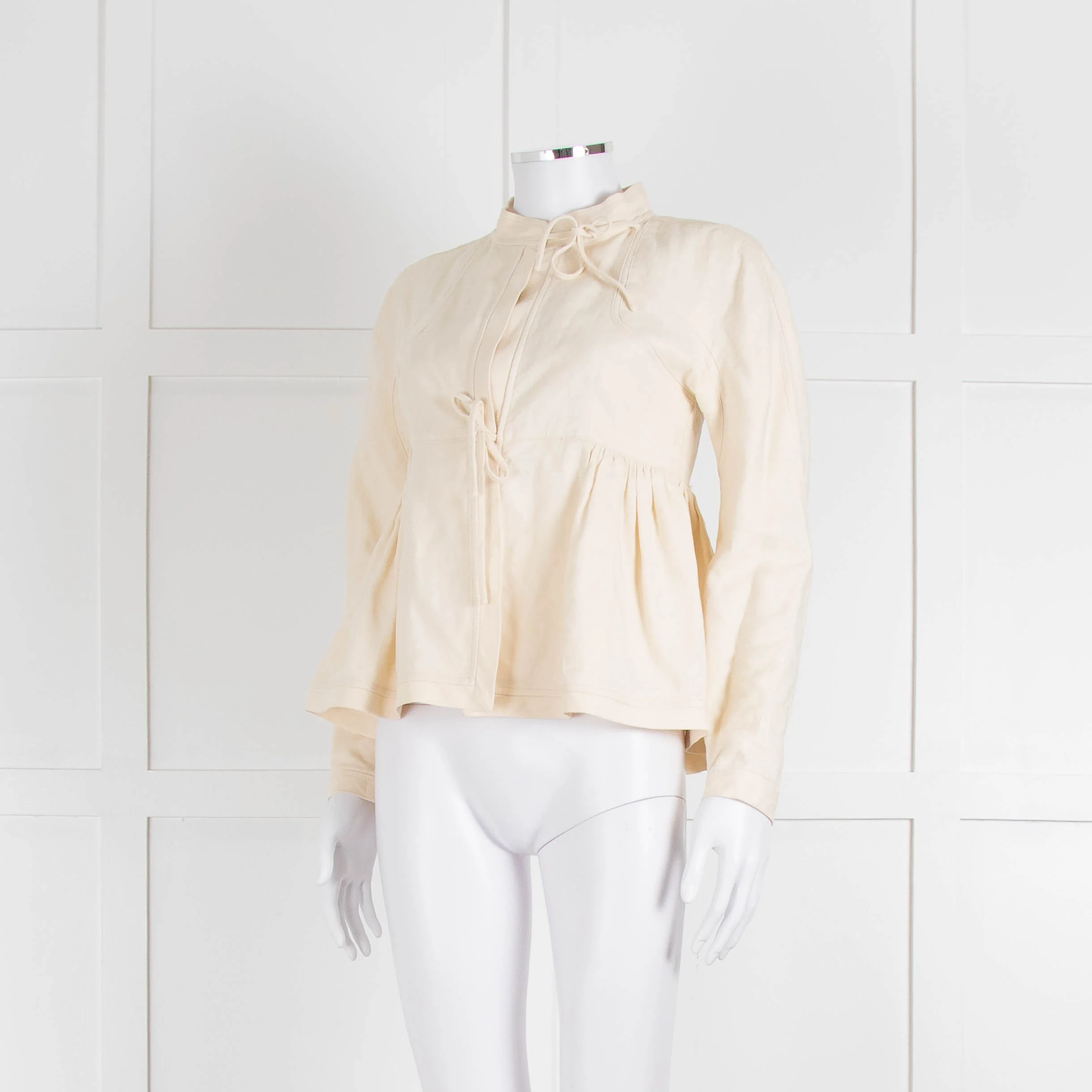 Proenza Schouler Cream Silk & Linen Peplum Short Jacket - Image 8