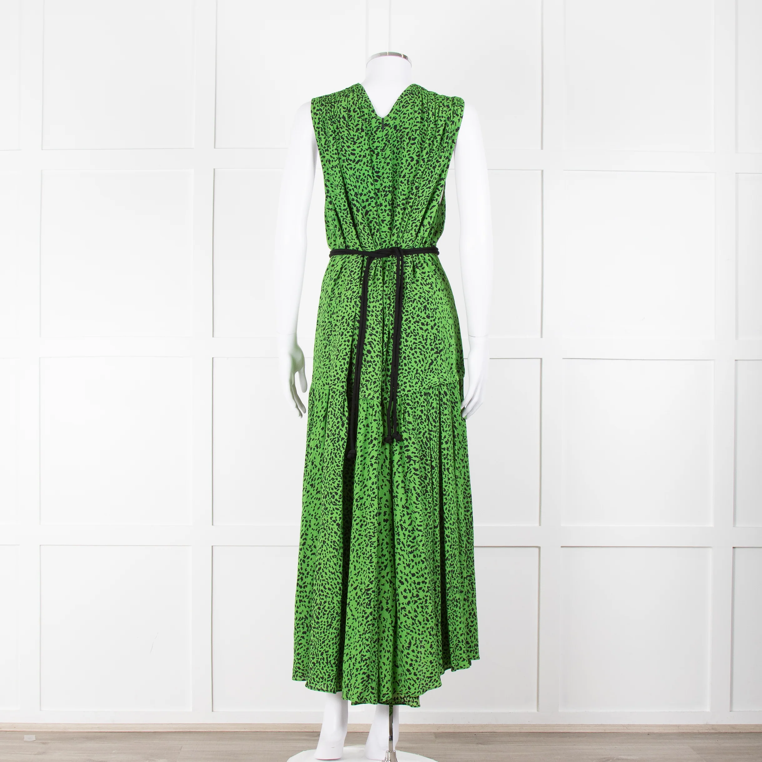 Proenza Schouler Green Black Print Draw String Sleeveless Maxi Dress - Image 5