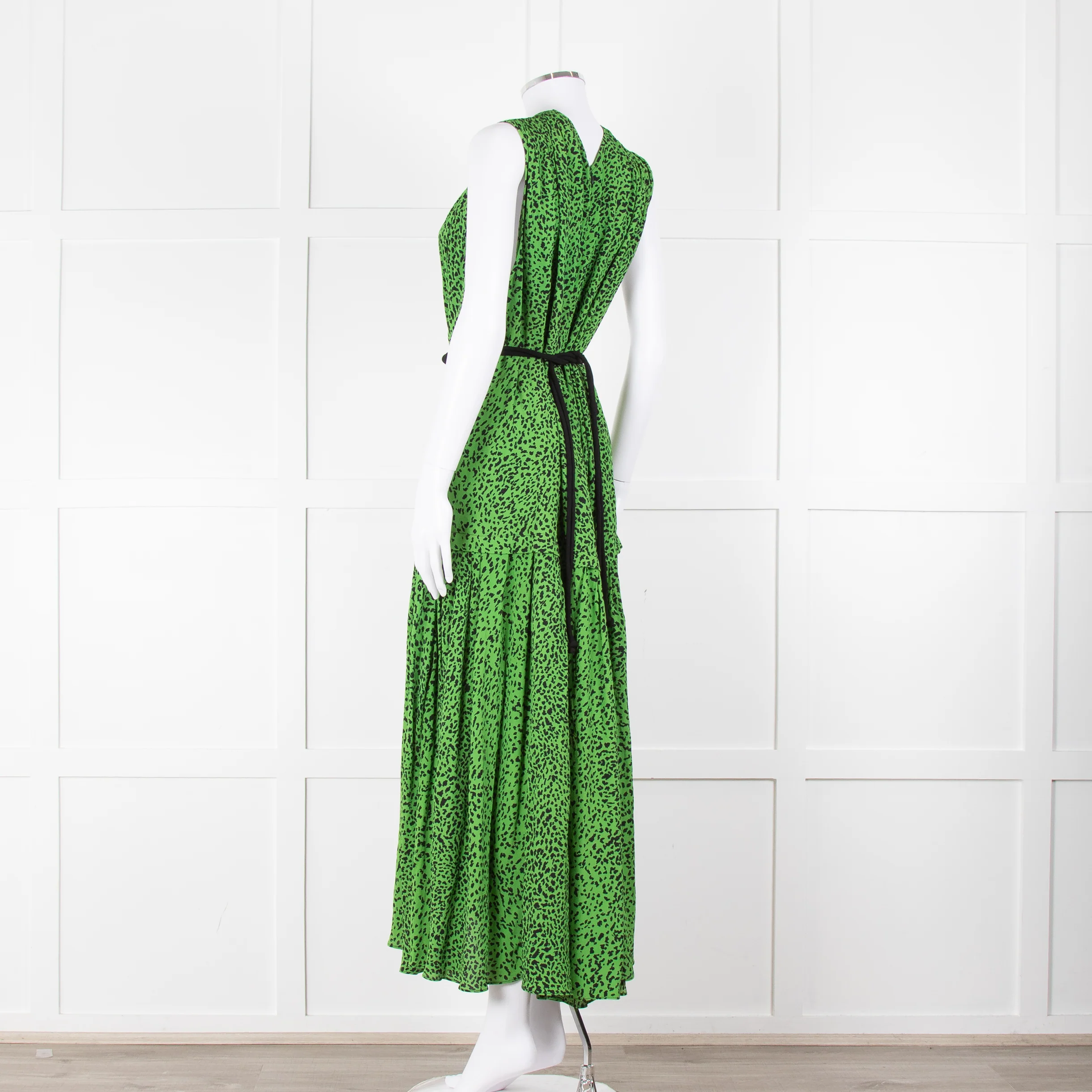Proenza Schouler Green Black Print Draw String Sleeveless Maxi Dress - Image 6