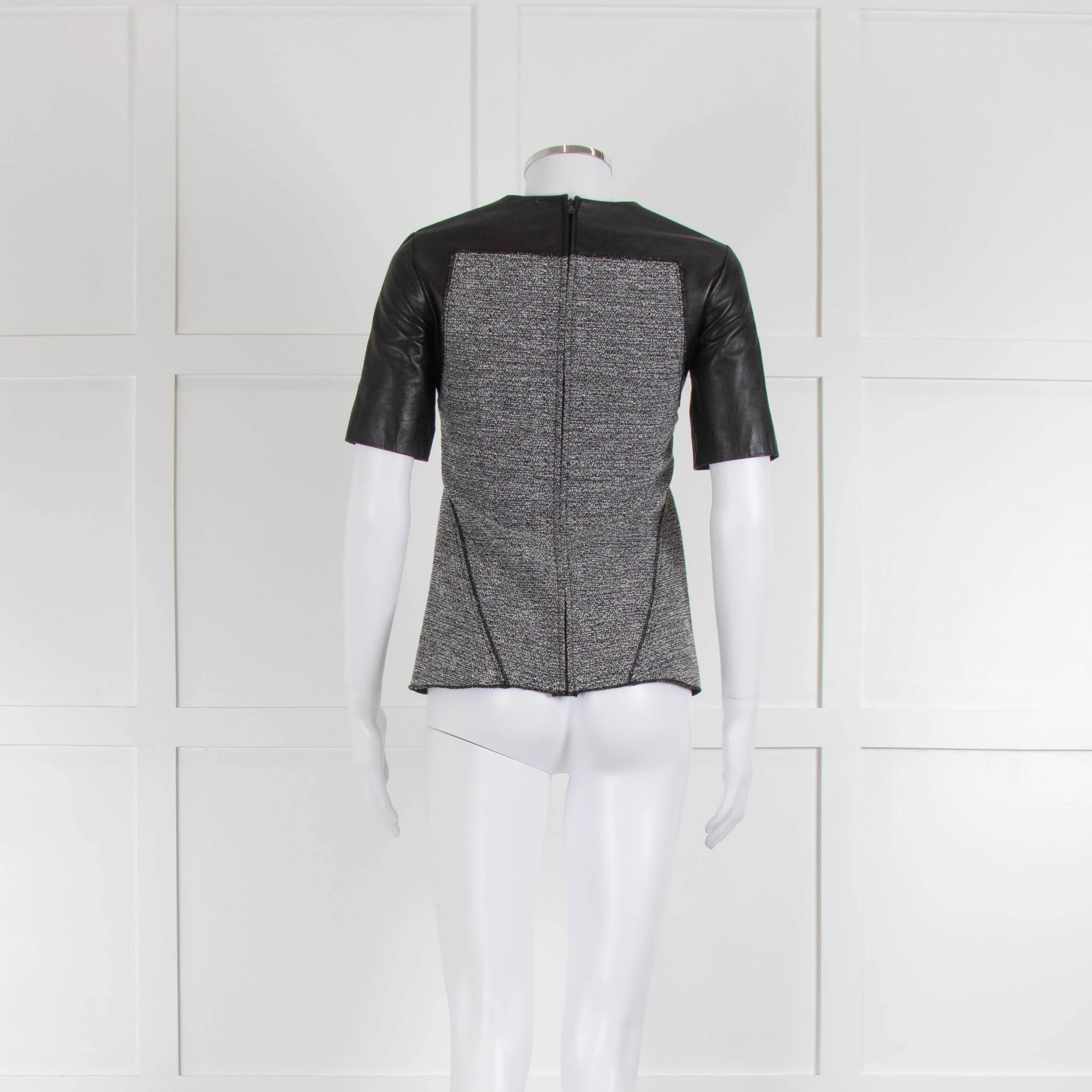 Proenza Schouler White Black Wool Leather Top - Image 3