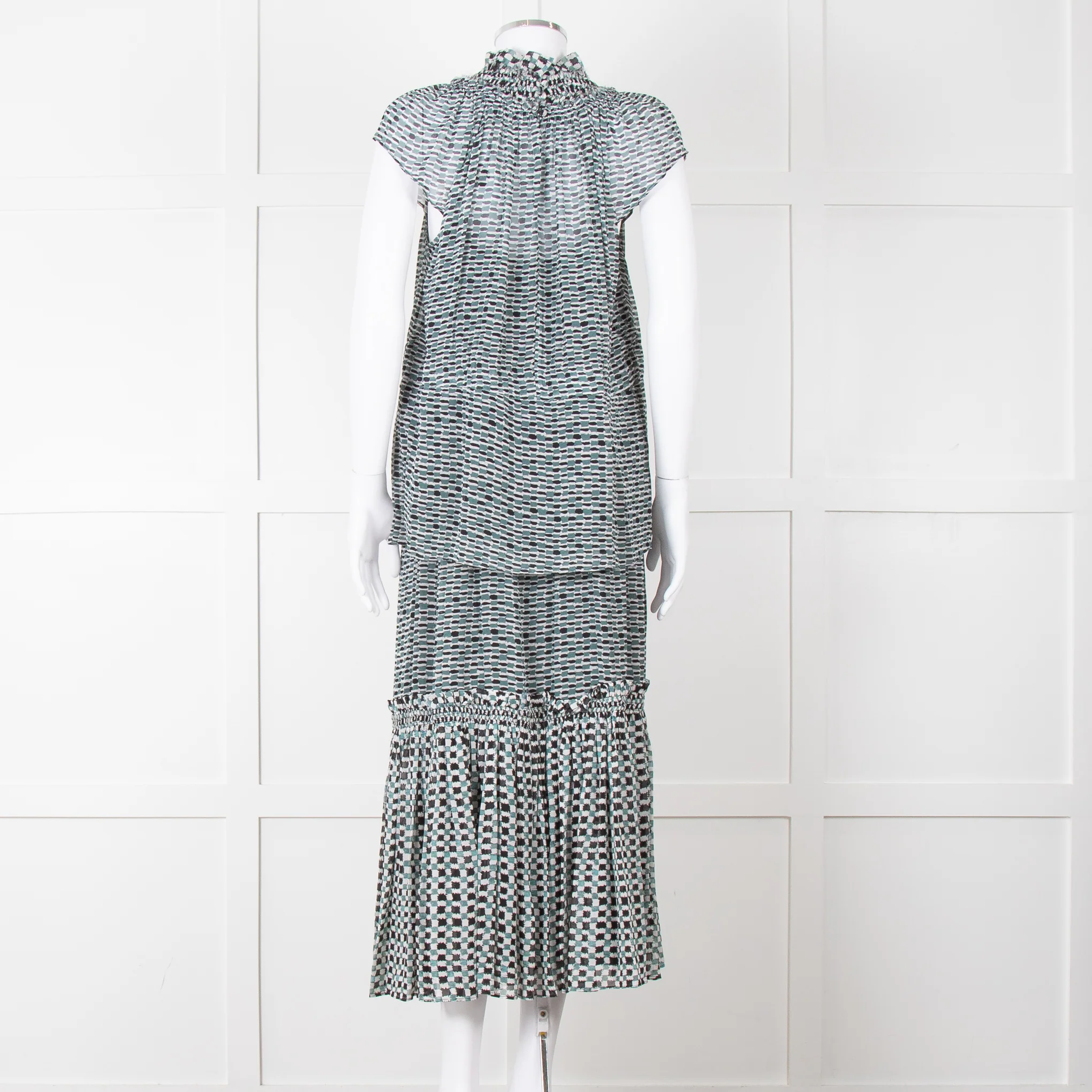 Proenza Schouler White Green Black Silk Raw Trim Sleeveless Top - Image 13