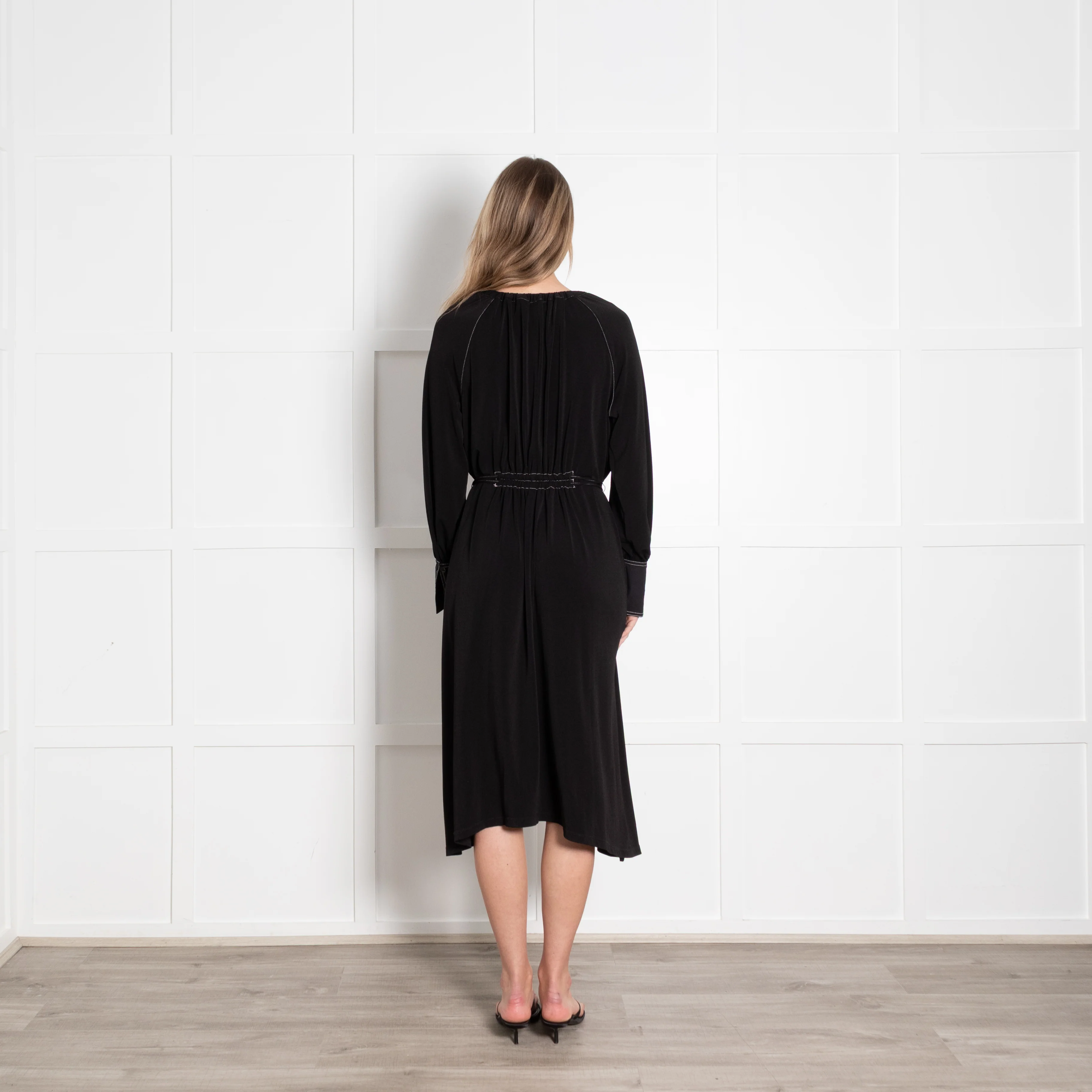 Proenza Schouler White Label Black Shirt Dress With White Stitching - Image 5