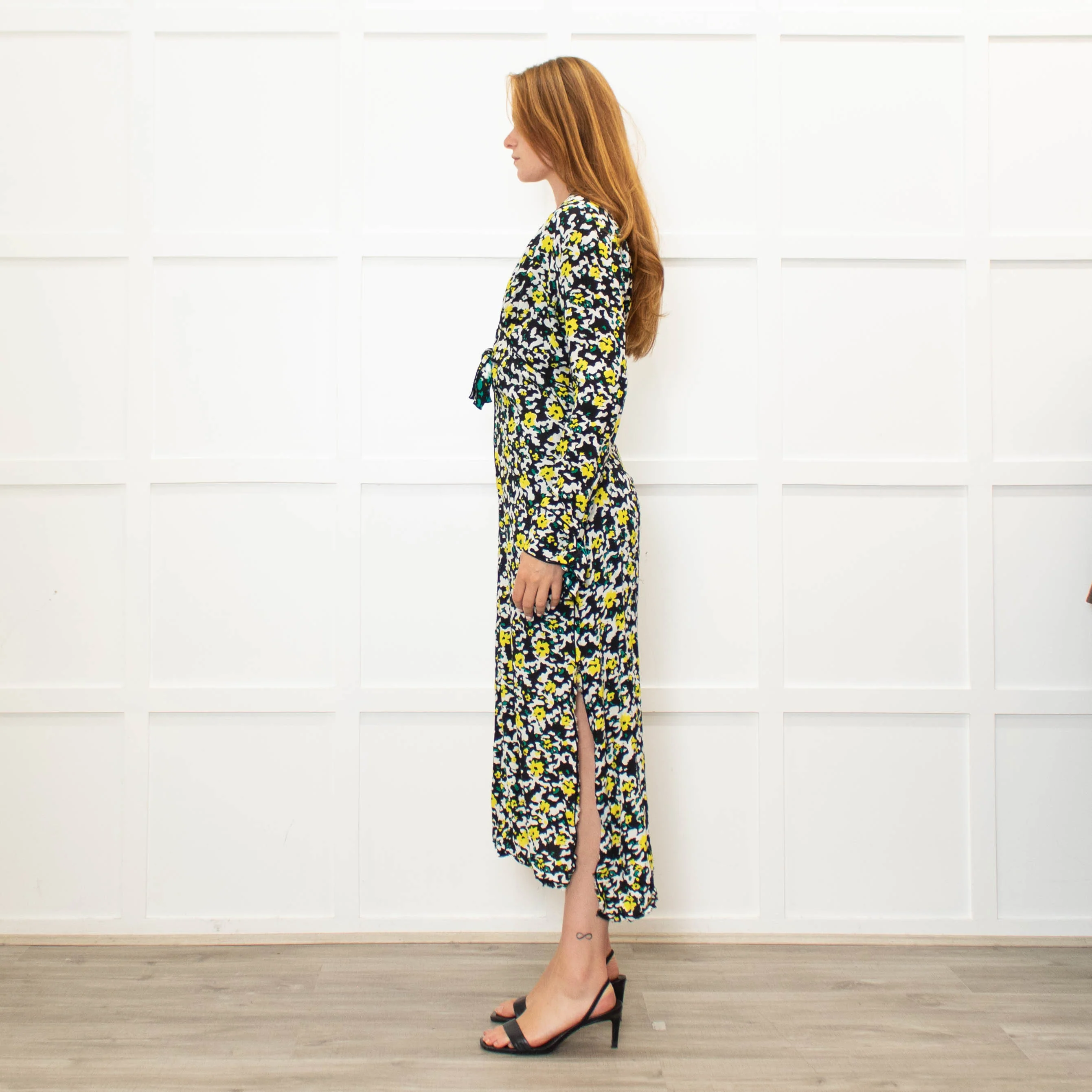 Proenza Schouler Small Yellow And Black Floral Print Dress - Image 4
