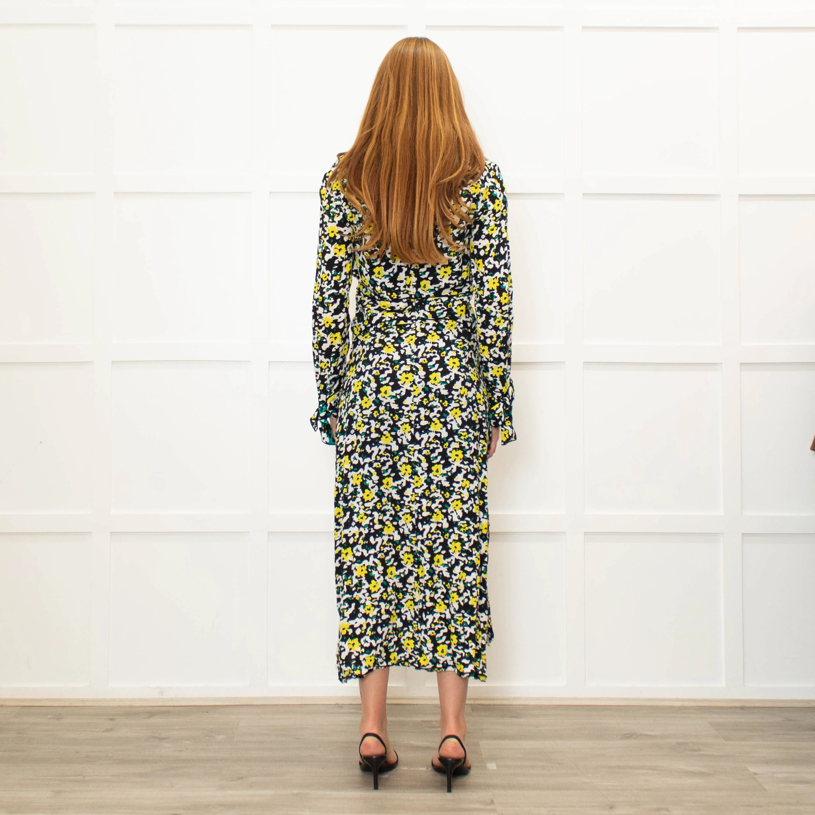 Proenza Schouler Small Yellow And Black Floral Print Dress - Image 5