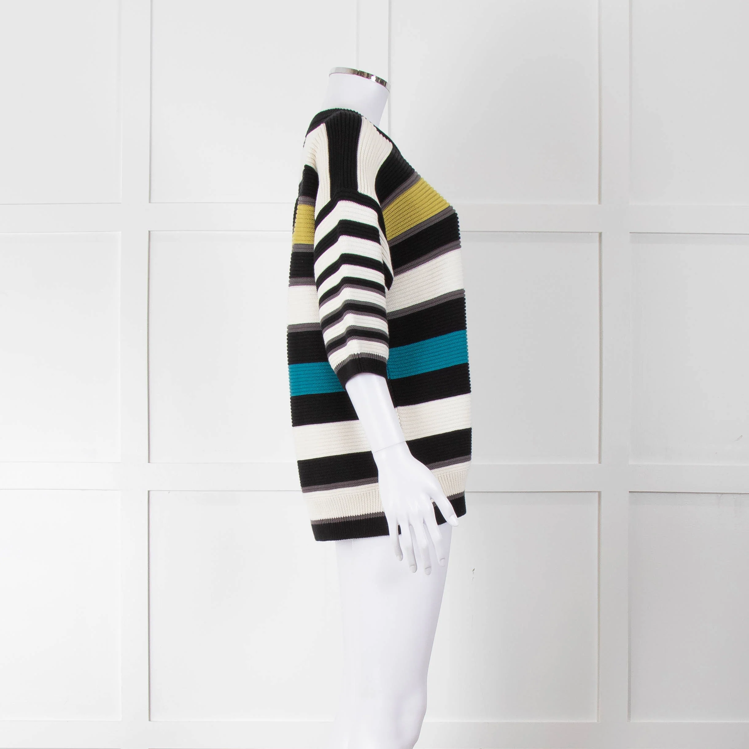 P.S Paul Smith Multi Coloured Rib Knit Striped Jumper with Short Sleeves - Image 3