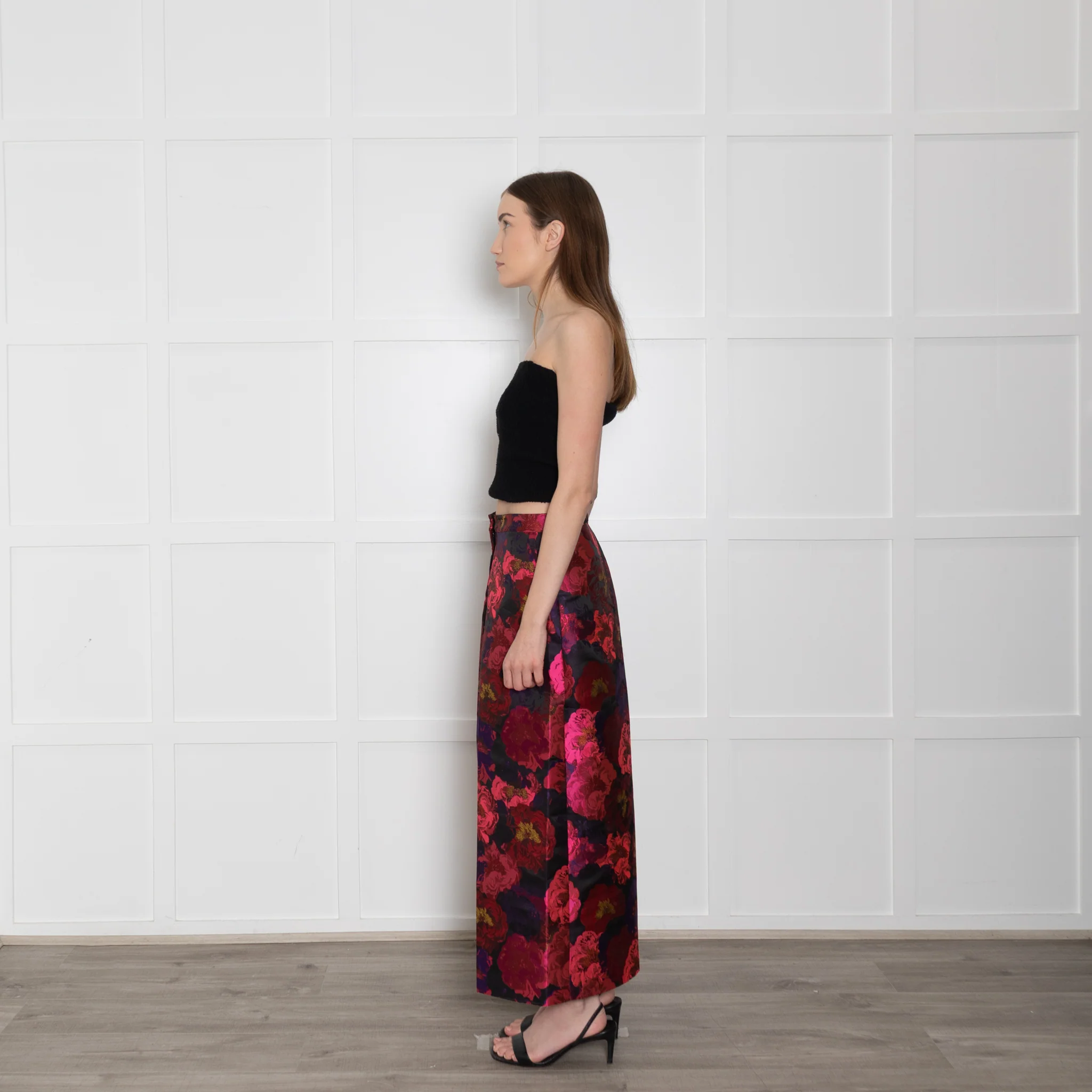 Psophia Brocade Floral Pink and Red Culottes - Image 4