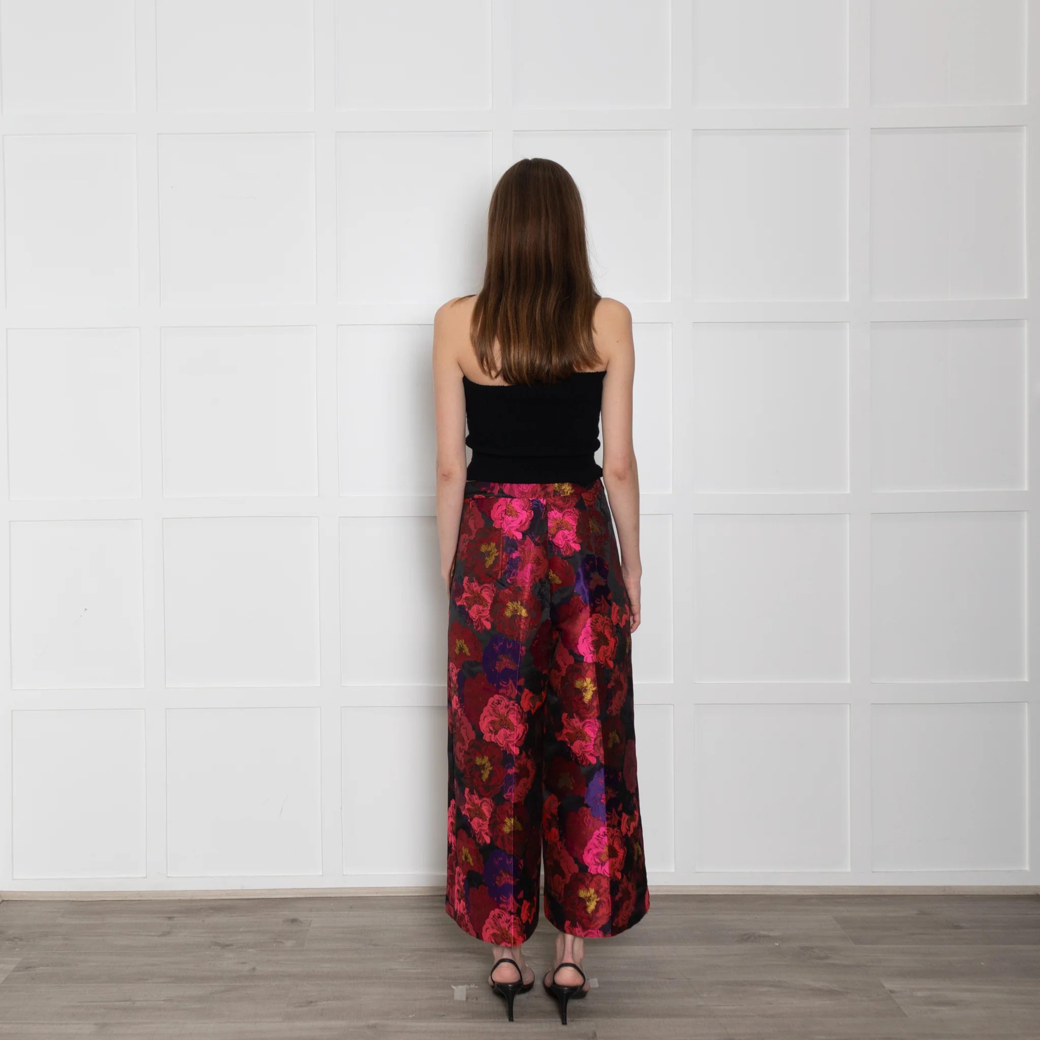 Psophia Brocade Floral Pink and Red Culottes - Image 5