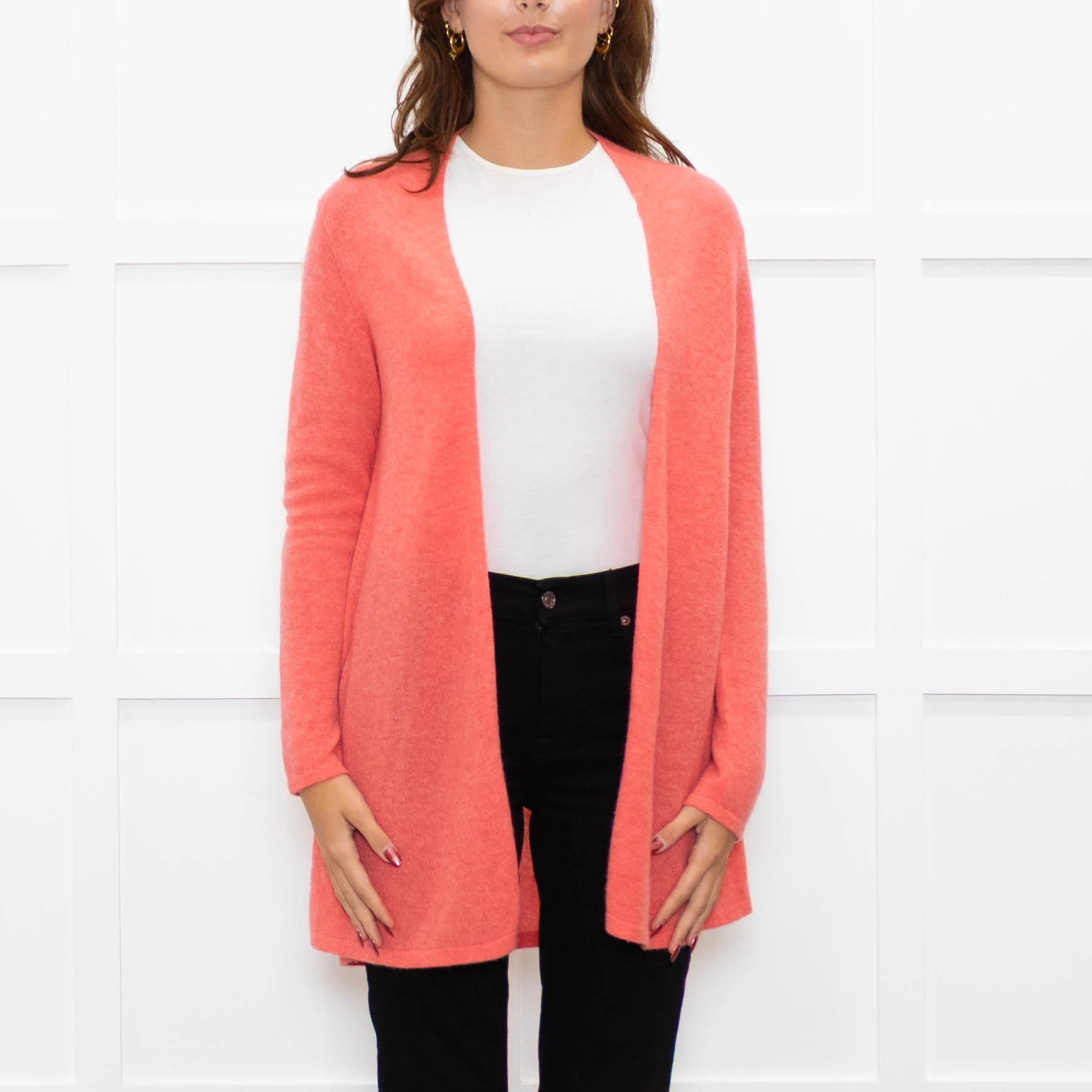 Pure Cashmere Coral Pink Cashmere Cardigan - Image 2
