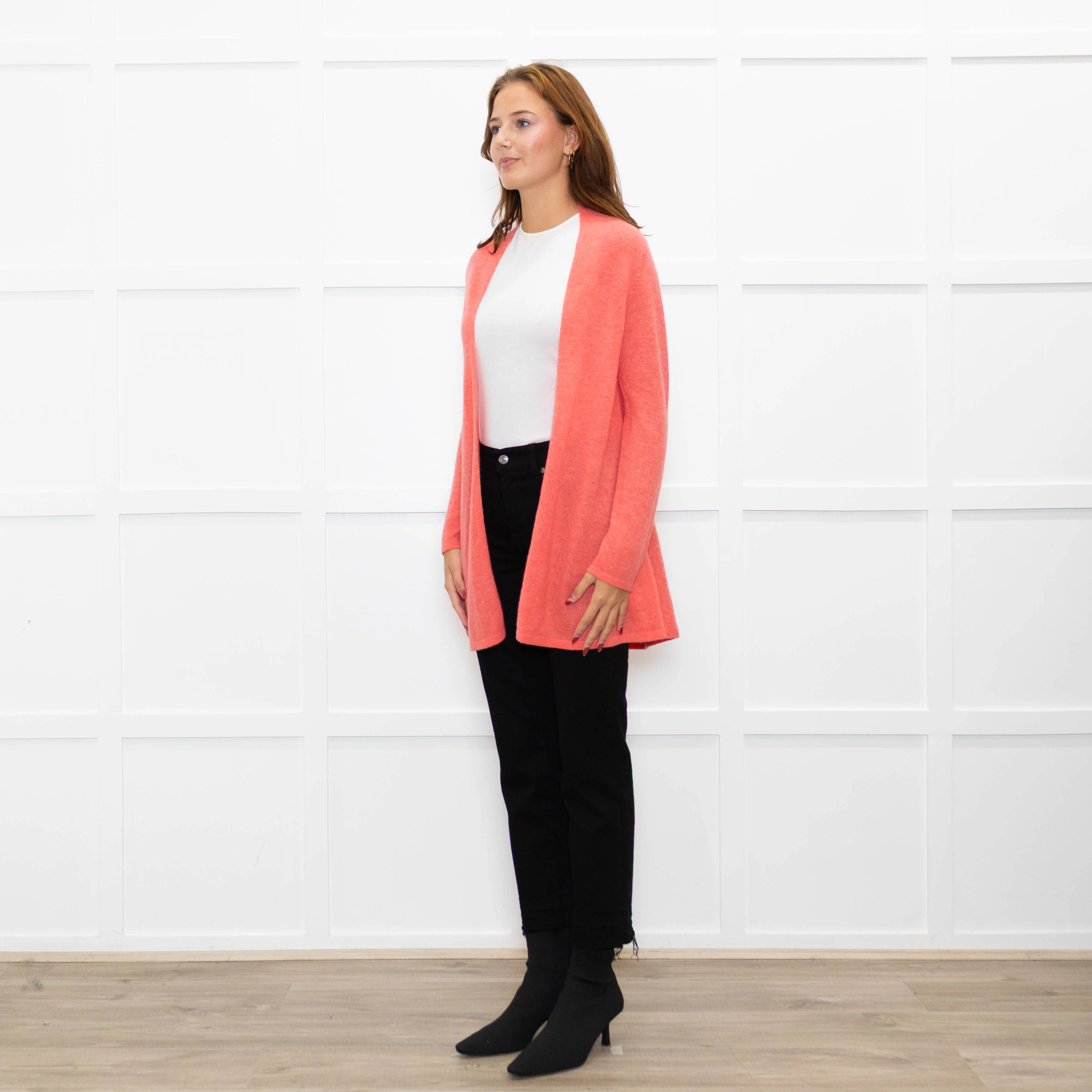 Pure Cashmere Coral Pink Cashmere Cardigan - Image 3