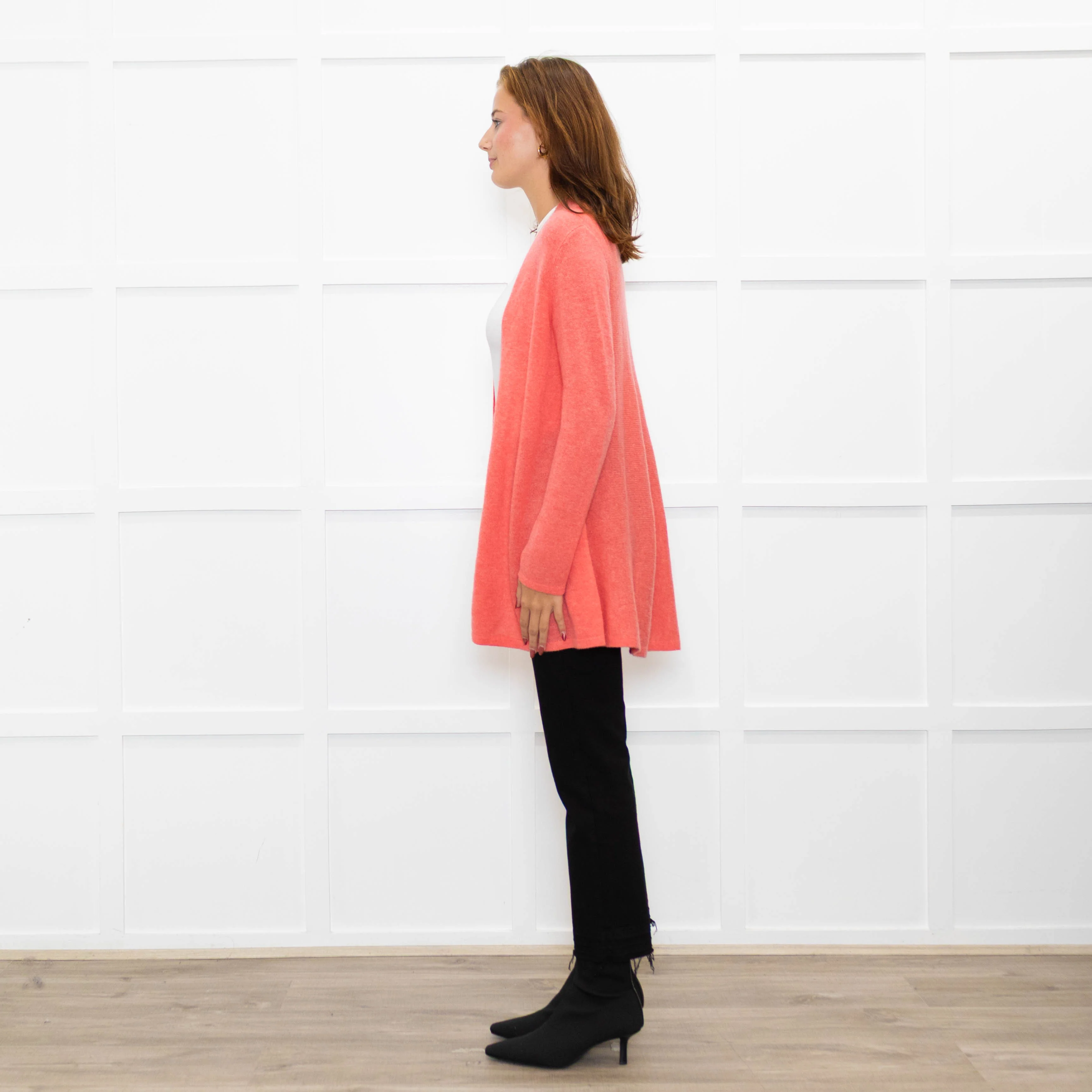 Pure Cashmere Coral Pink Cashmere Cardigan - Image 4
