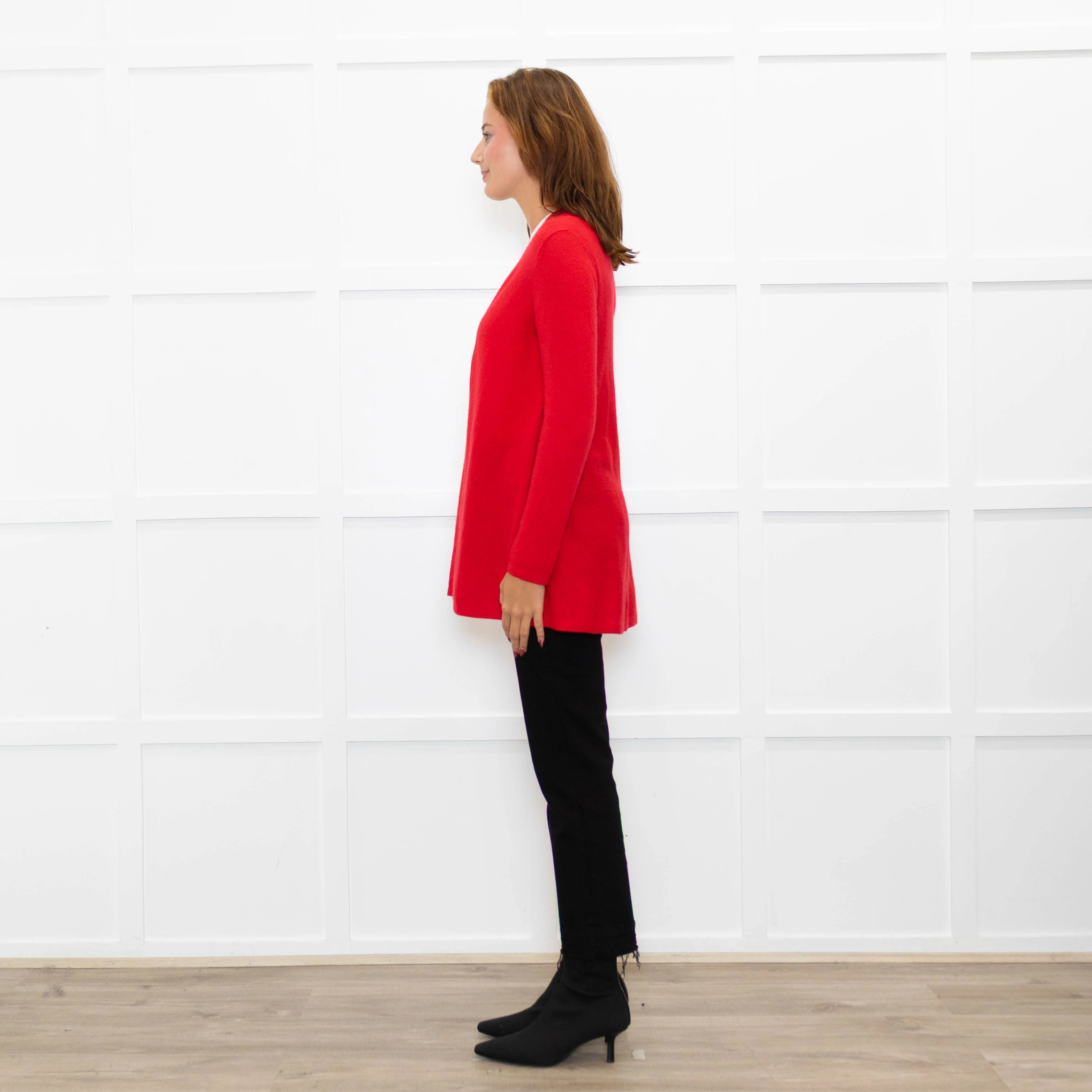 Pure Cashmere Hot Red Fine Knitted Cardigan - Image 4