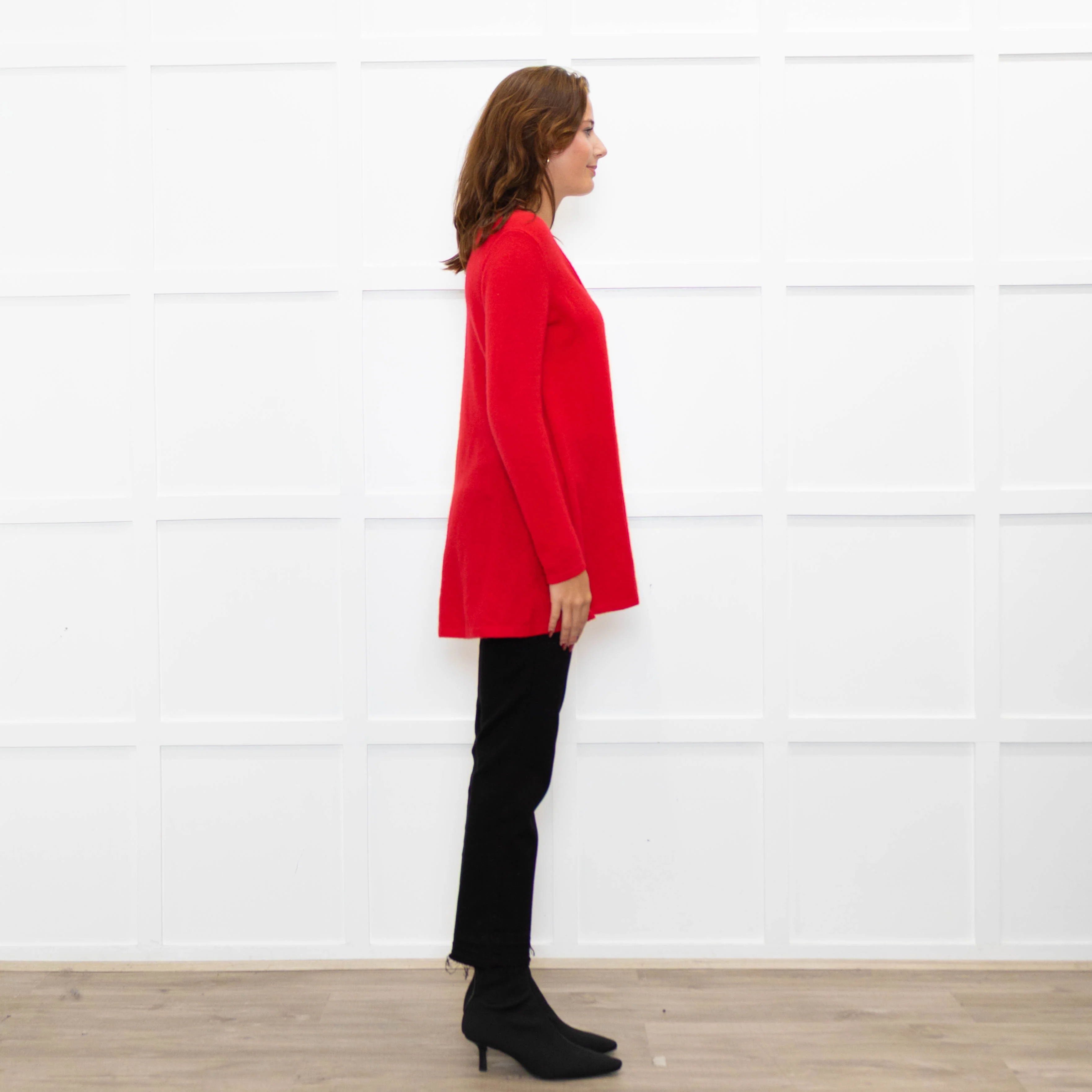 Pure Cashmere Hot Red Fine Knitted Cardigan - Image 7