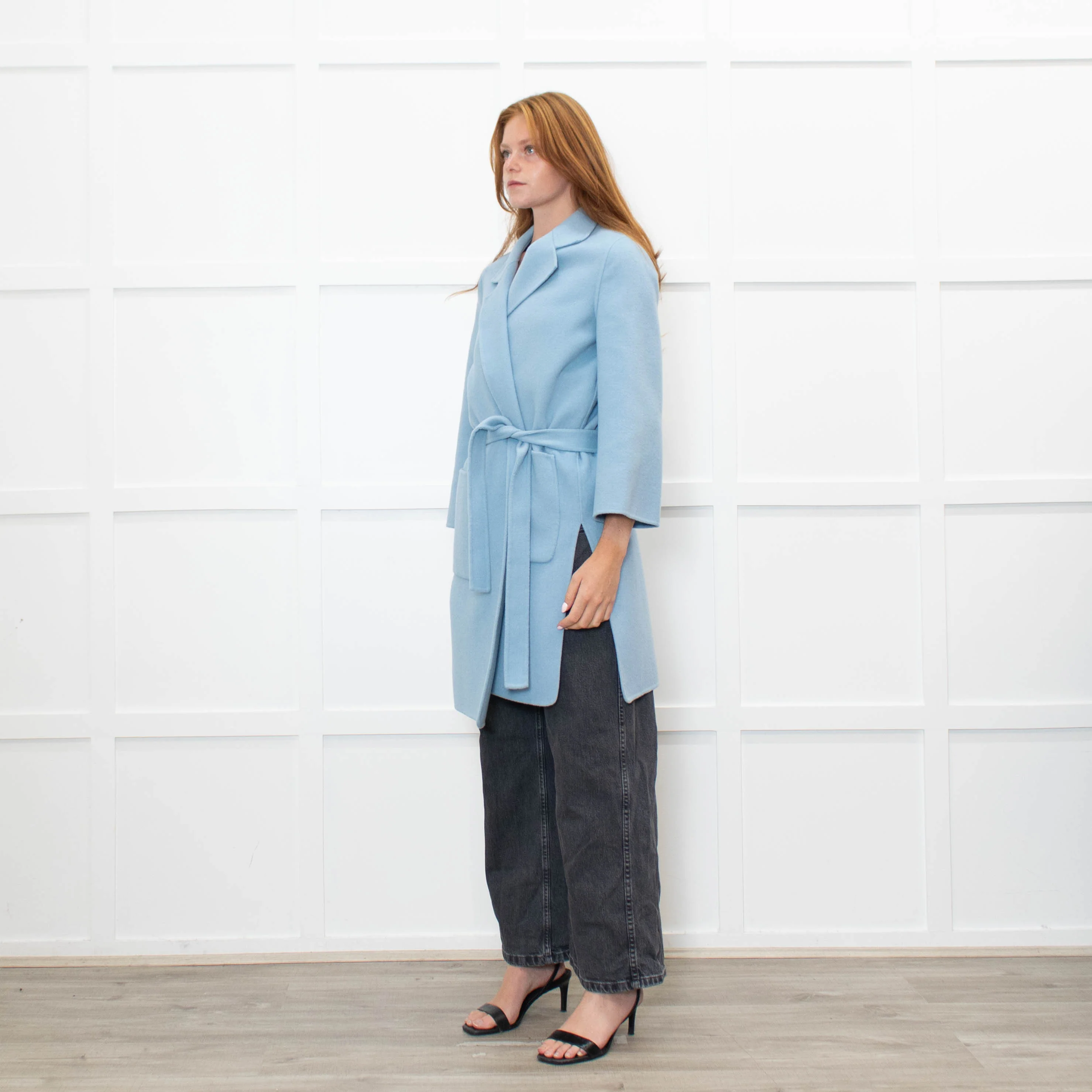 Pure Collection Blue Easy Double Faced Wool Coat - Image 3