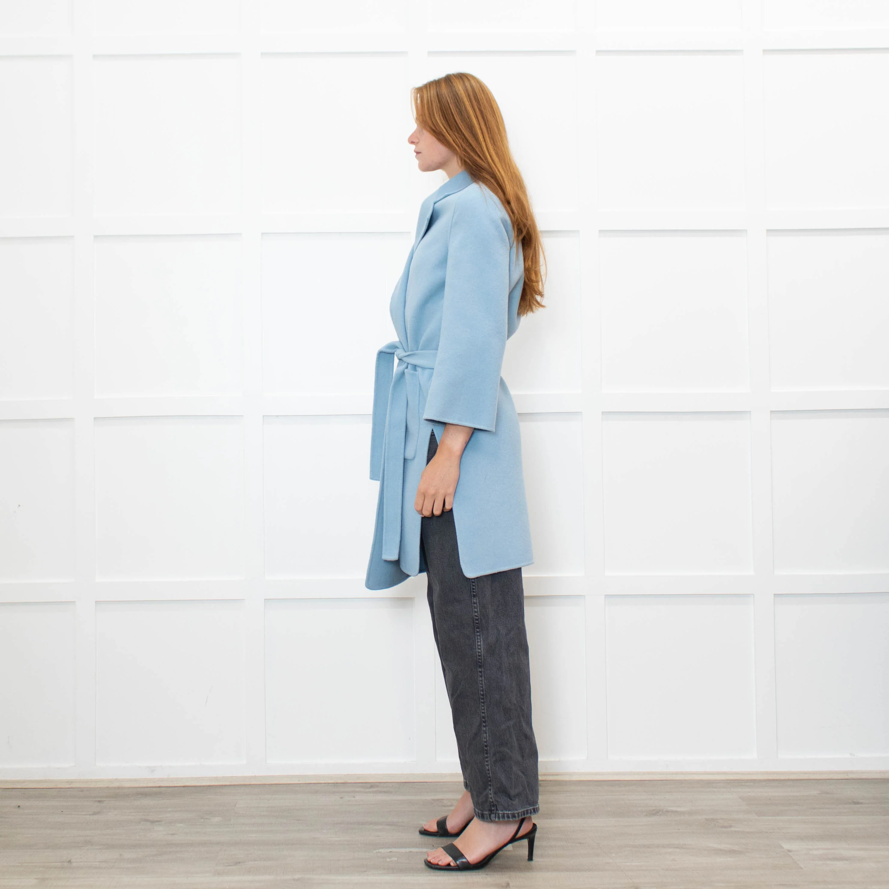 Pure Collection Blue Easy Double Faced Wool Coat - Image 4