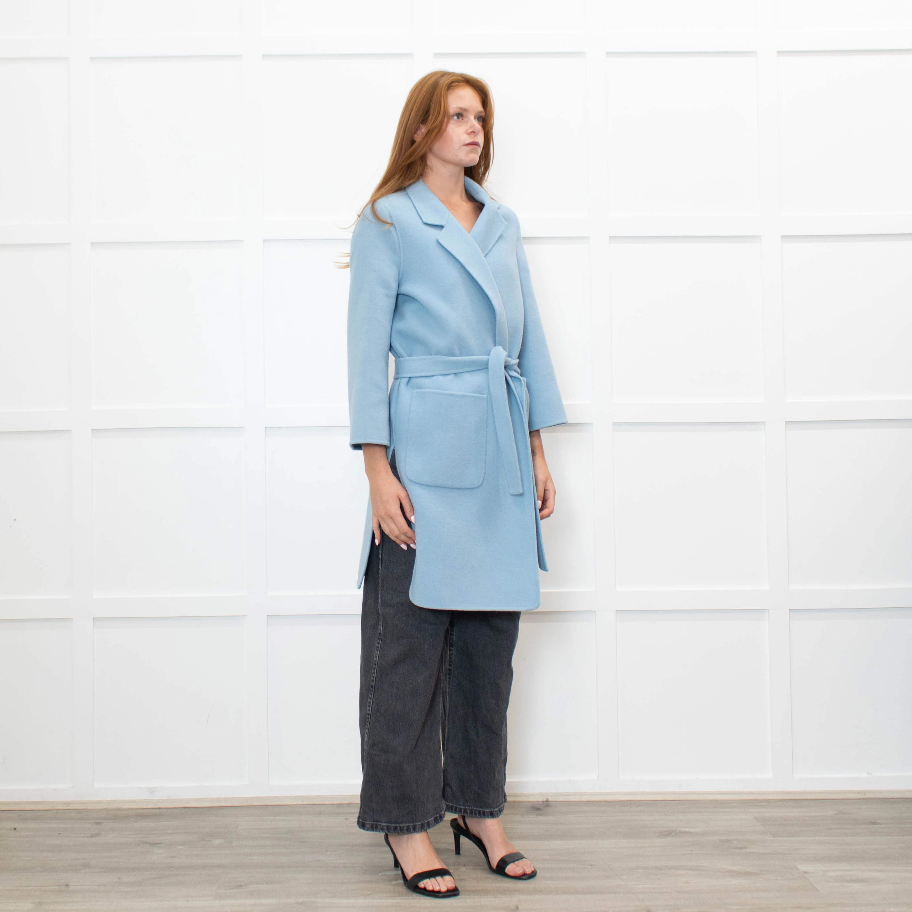Pure Collection Blue Easy Double Faced Wool Coat - Image 7