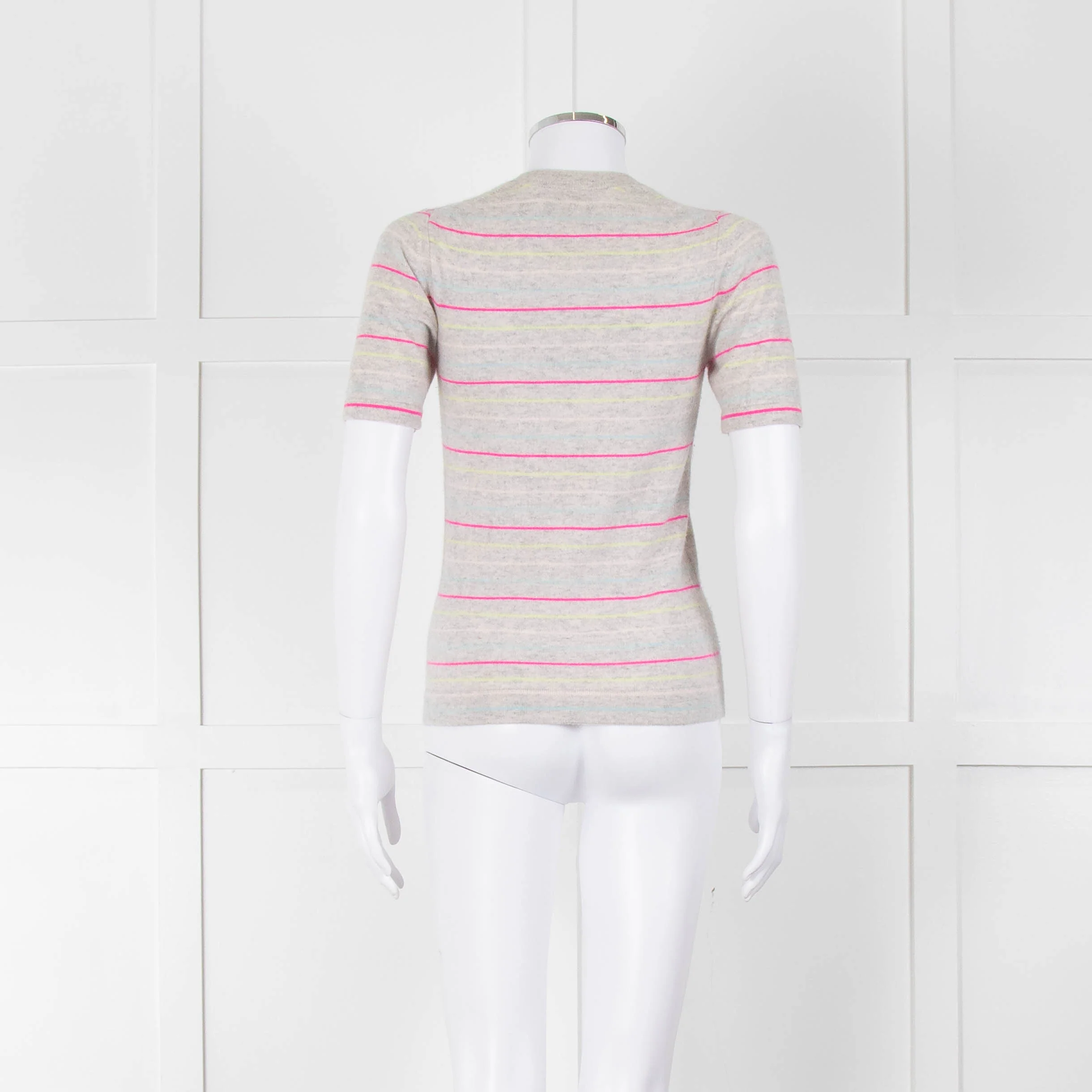 Pure Collection Light Grey Striped Short Sleeve Sweater - Image 5