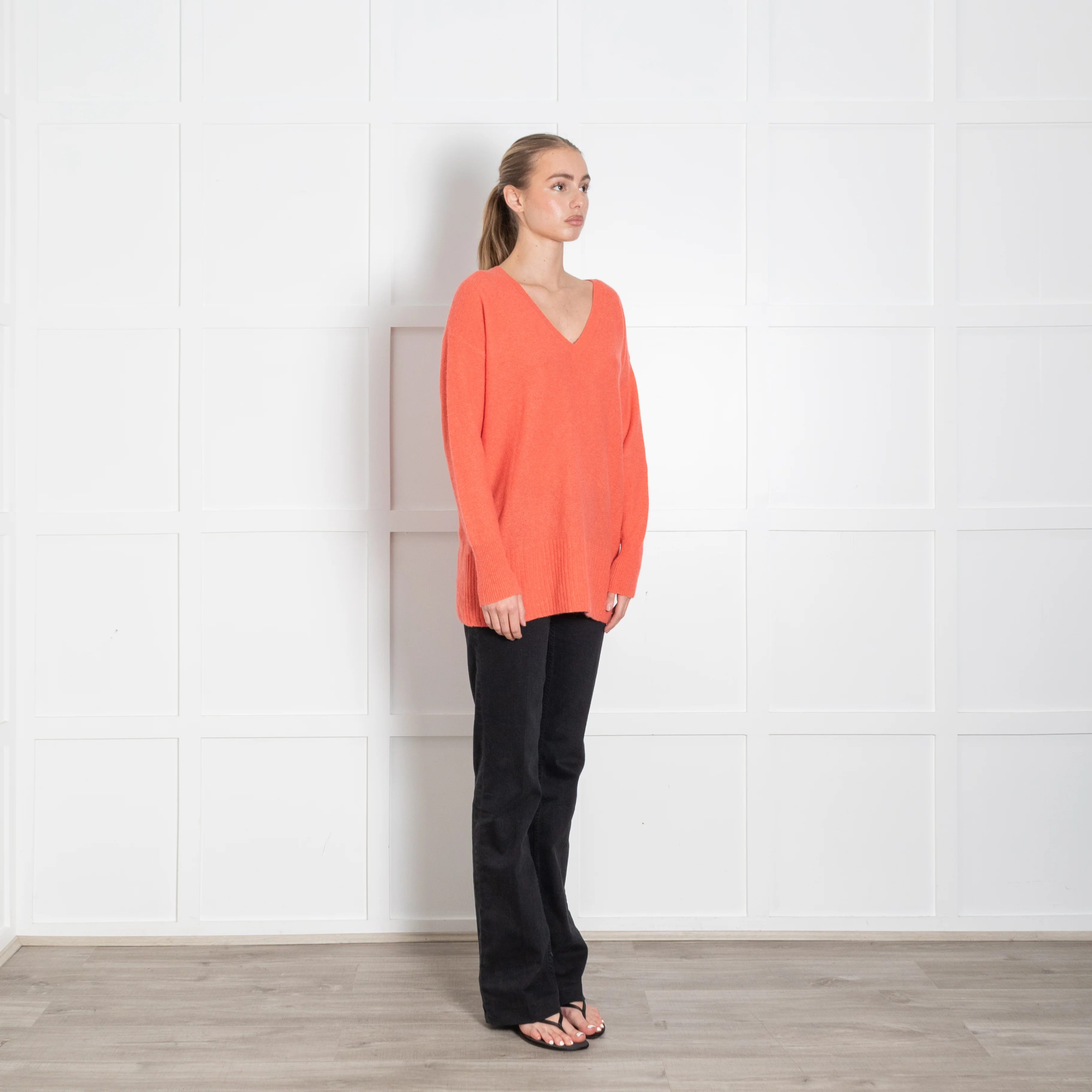 Pure Collection Orange Cashmere Long Jumper - Image 7