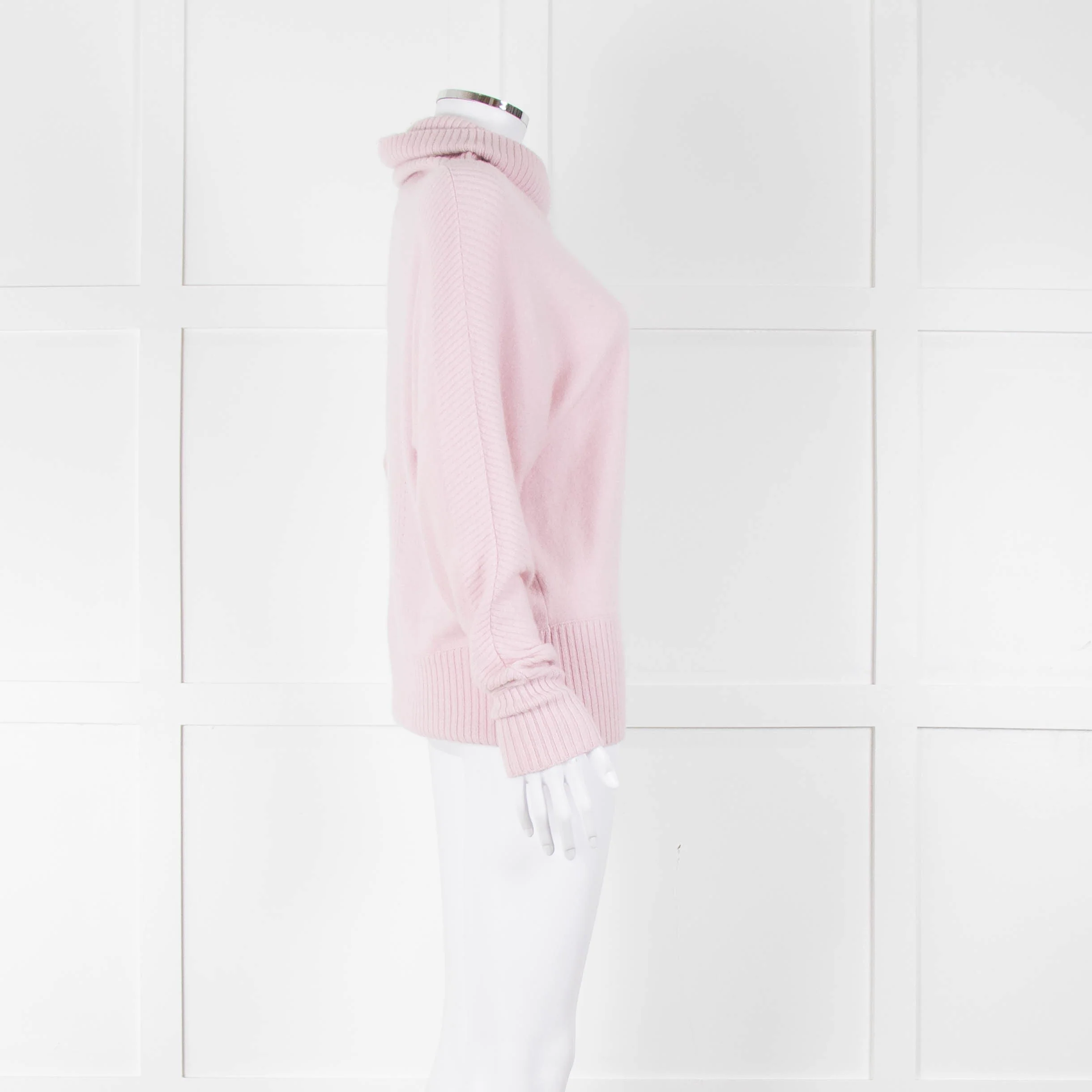 Pure Cashmere Pale Pink Cashmere Roll Neck Jumper - Image 3