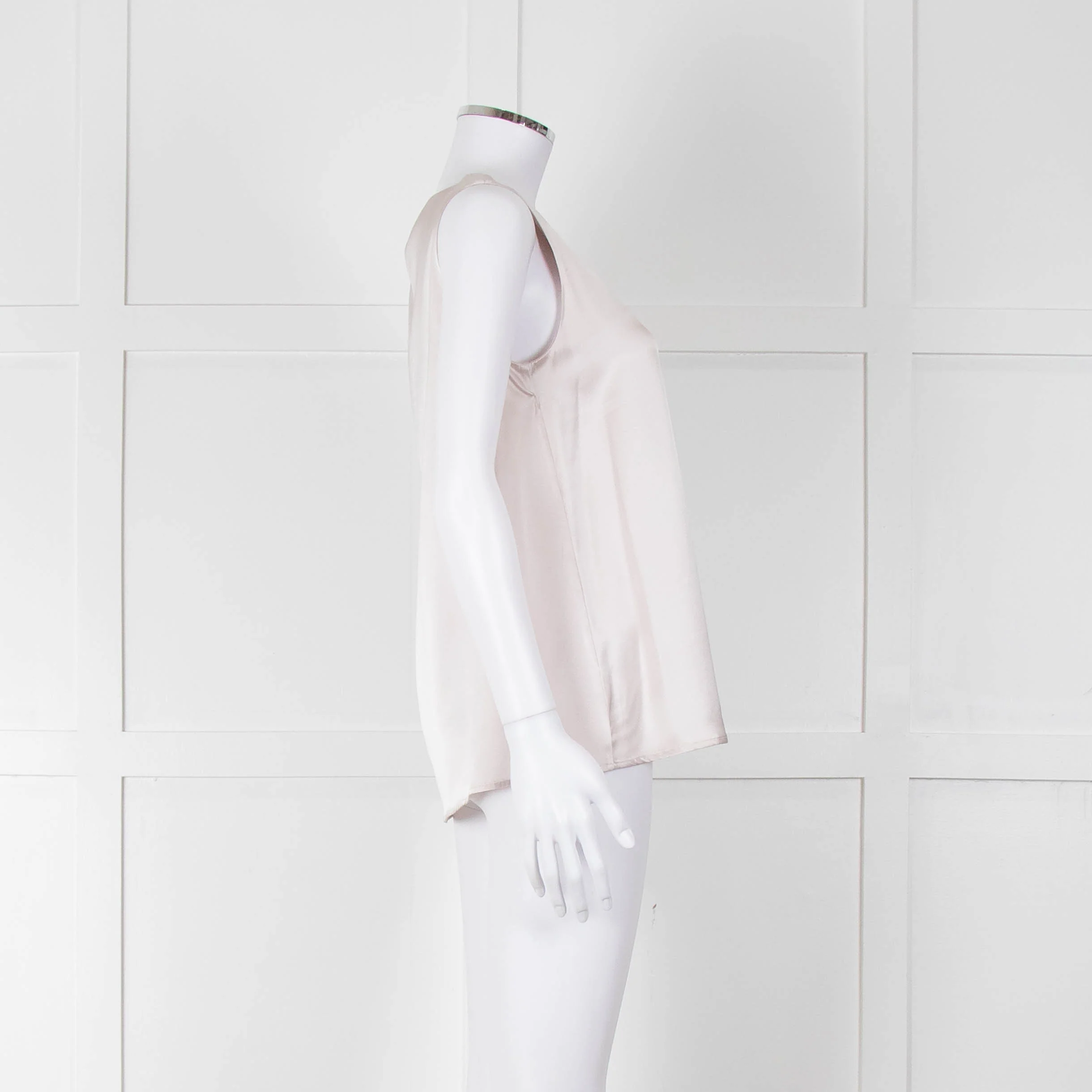 Purotatto Dusty Pink Silk Sleeveless Silver Chain Trim Top - Image 3