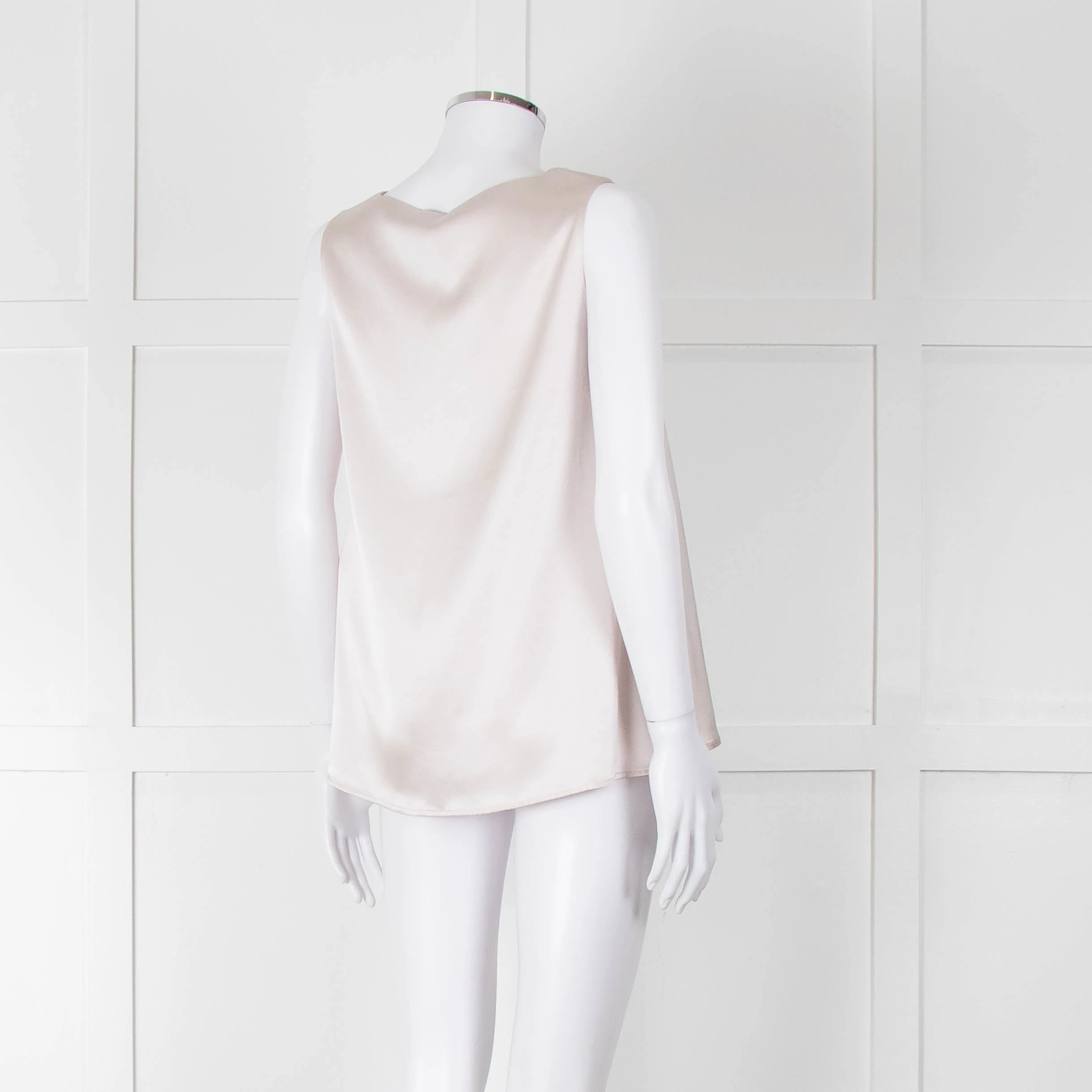 Purotatto Dusty Pink Silk Sleeveless Silver Chain Trim Top - Image 4