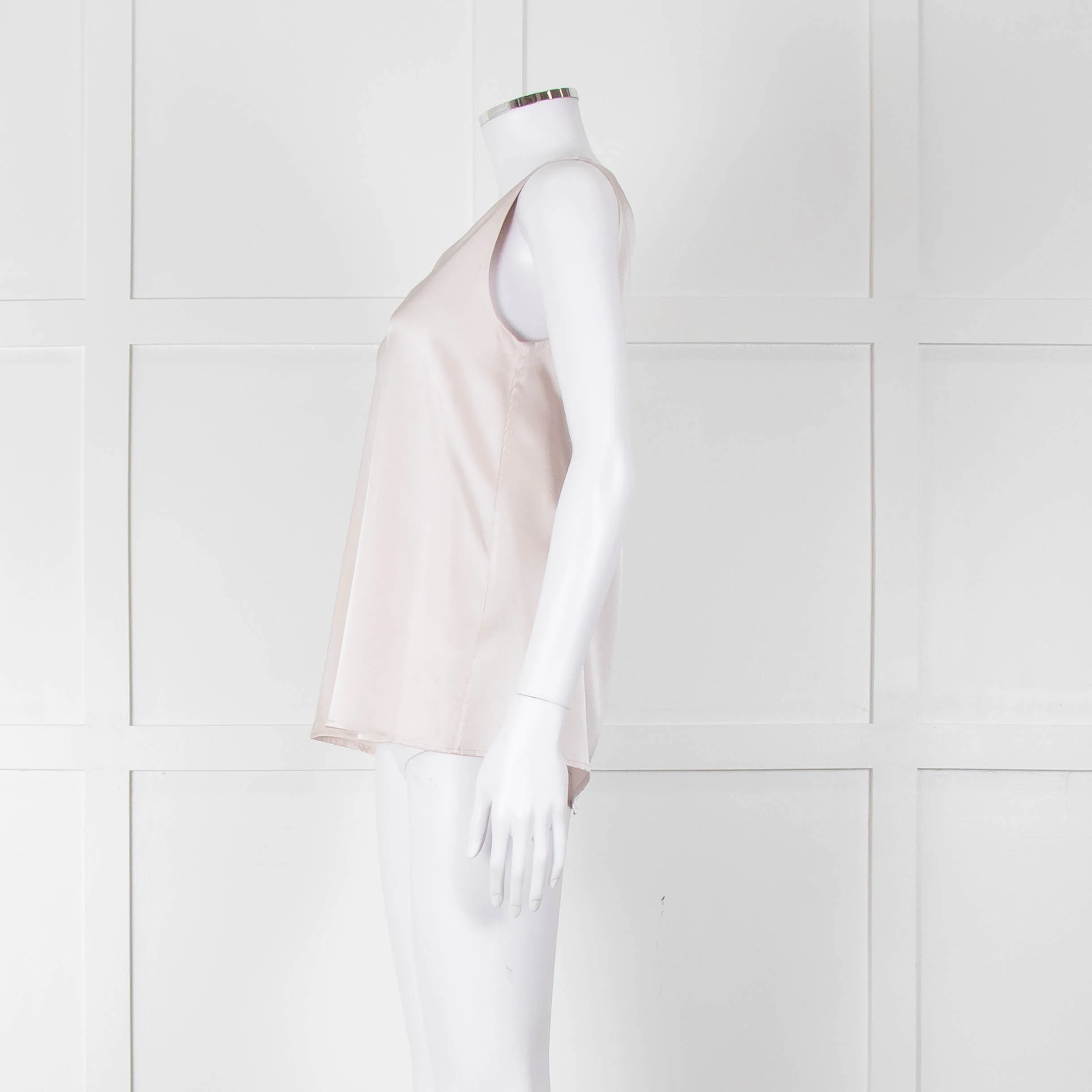 Purotatto Dusty Pink Silk Sleeveless Silver Chain Trim Top - Image 7