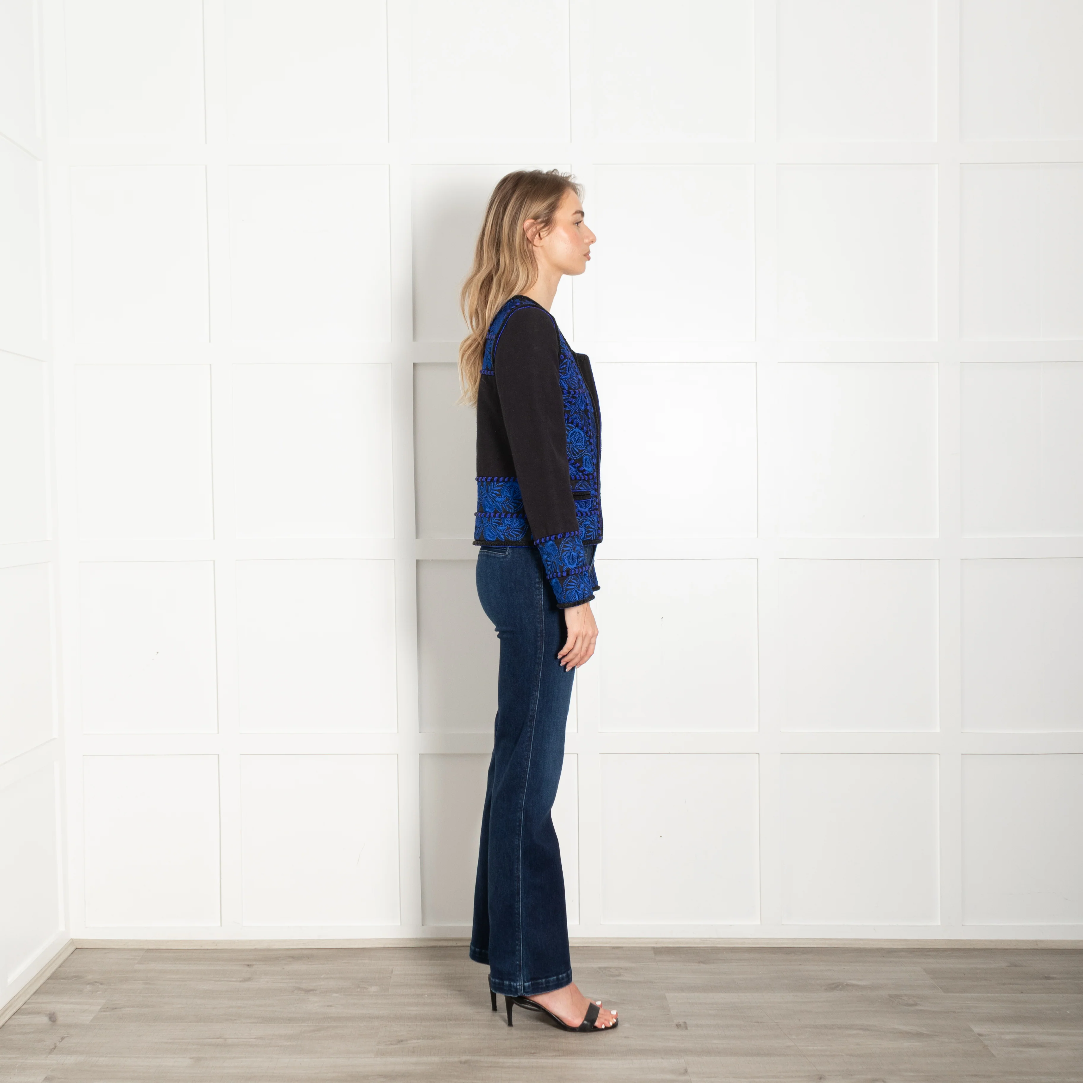 Pyrus Black and Blue Beaded Embroidered Short Jacket - Image 6