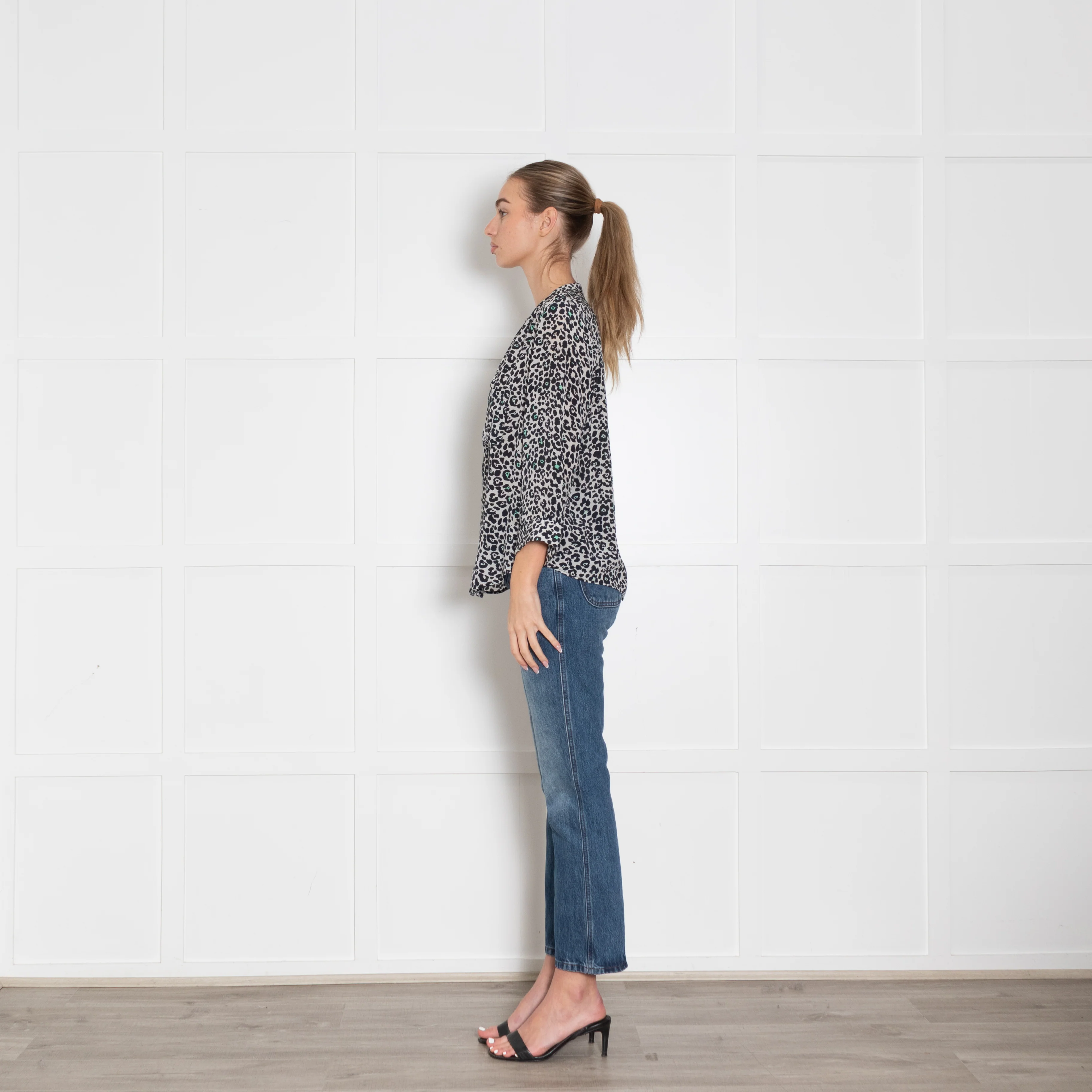Pyrus White Black Animal Print Silk Blouse - Image 4