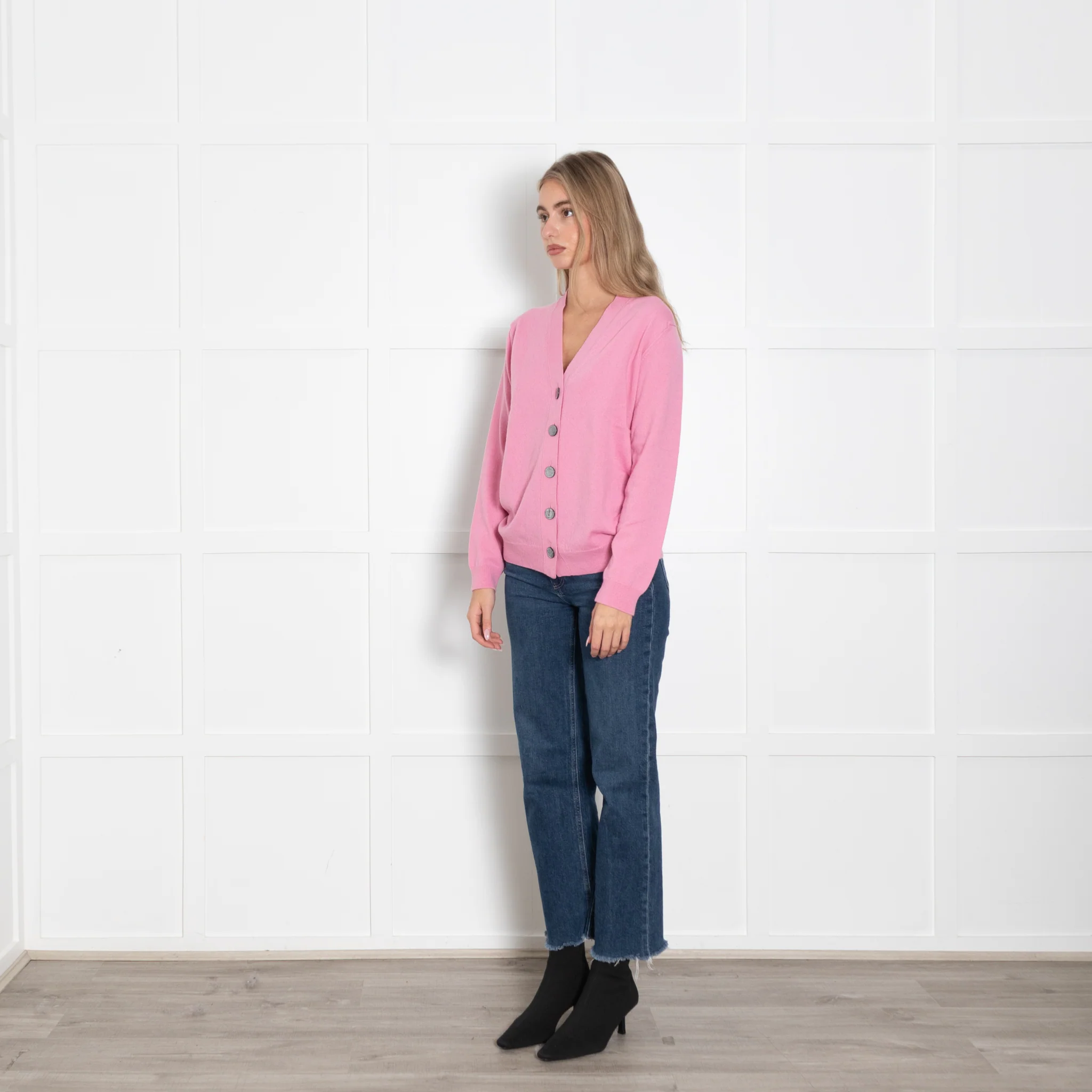 Queene & Belle Pink Multi Butterfly Back Cashmere Cardigan - Image 3