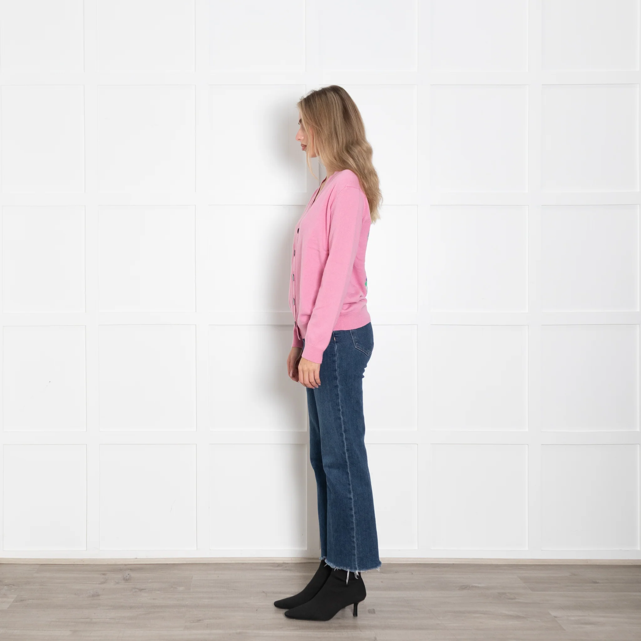 Queene & Belle Pink Multi Butterfly Back Cashmere Cardigan - Image 4