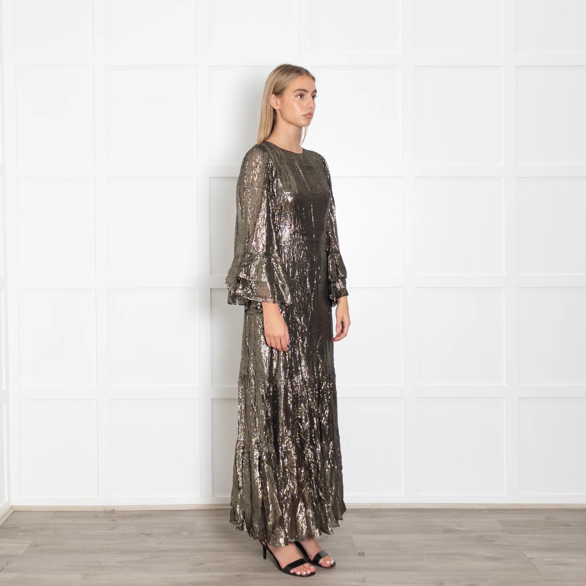 Queens of Archive Black and Gold Tiered Maxi Dress - Image 6