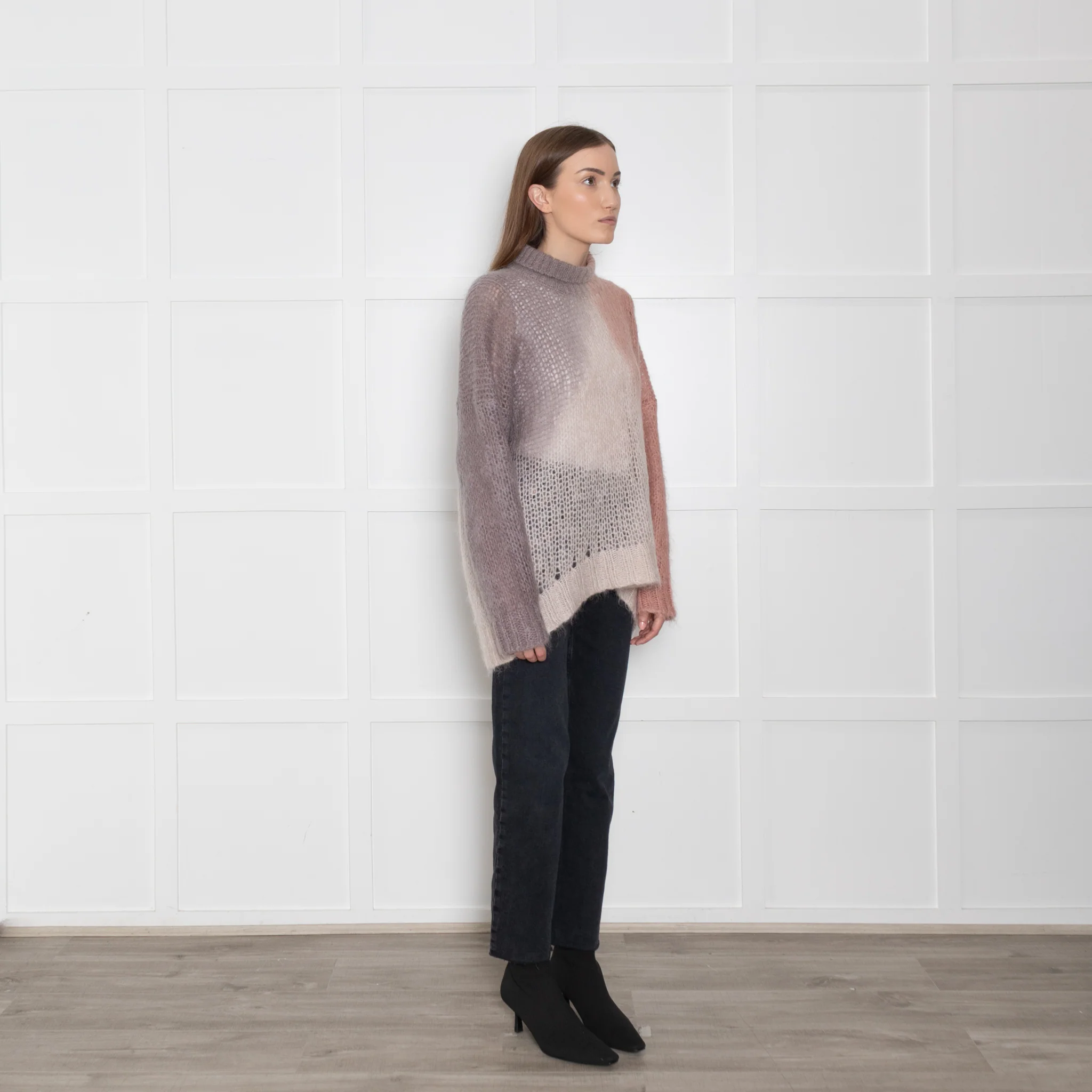 Rabens Salone Pink and Grey Tie Dye Mohair Jumper - Image 7