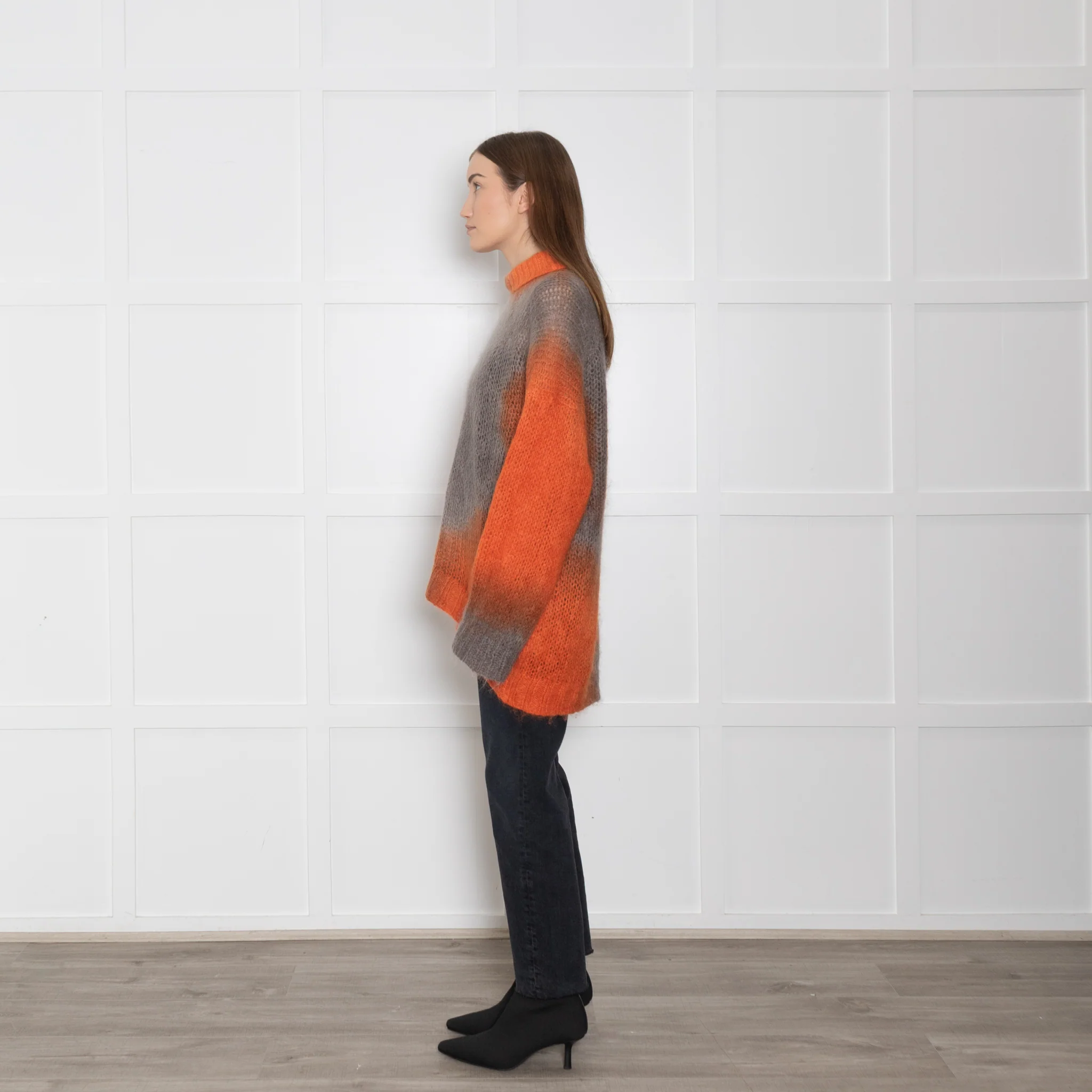 Rabens Saloner Orange and Grey Tie Dye Mohair Jumper - Image 4