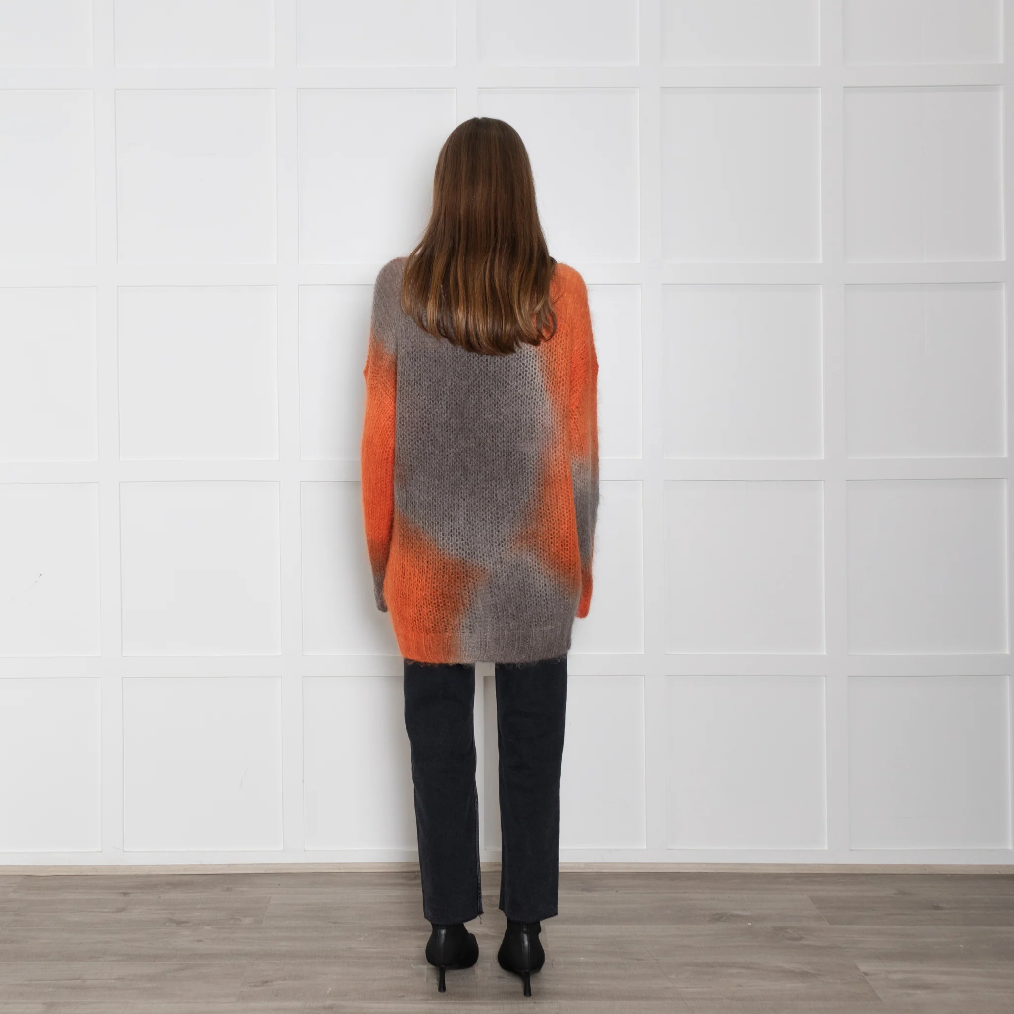 Rabens Saloner Orange and Grey Tie Dye Mohair Jumper - Image 5
