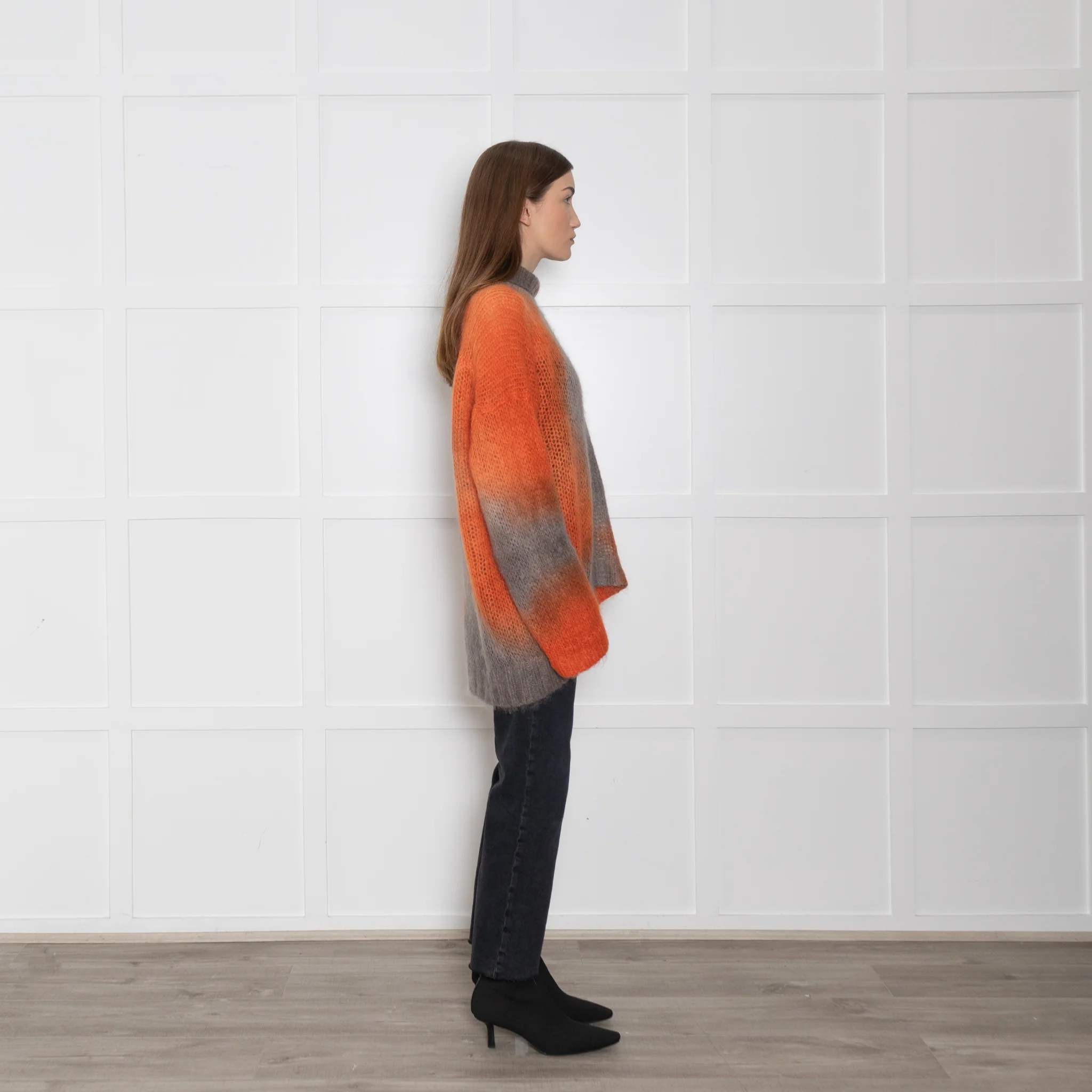 Rabens Saloner Orange and Grey Tie Dye Mohair Jumper - Image 6