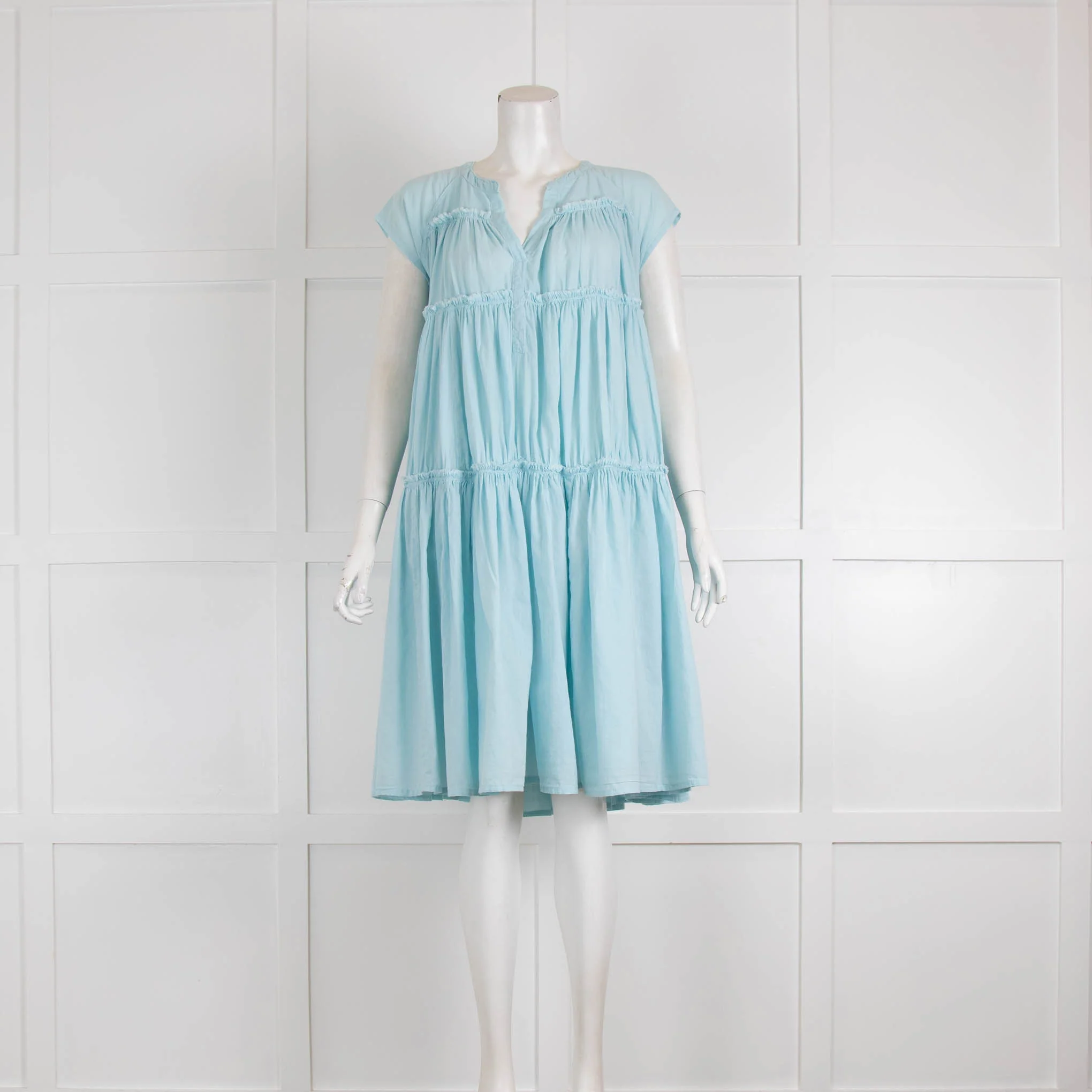 Rabens Saloner Pale Blue Tiered Dress