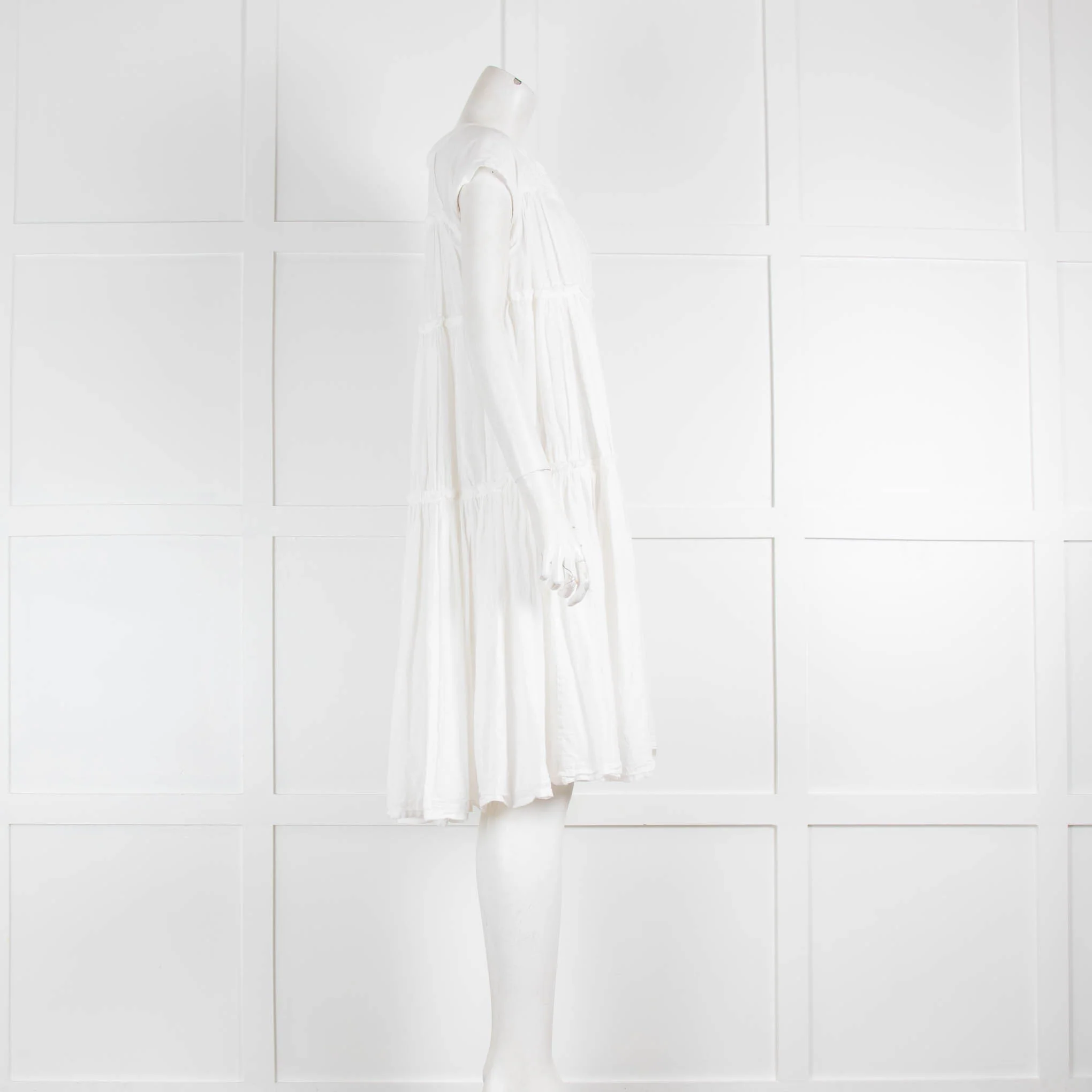 Rabens Saloner White Cotton Tiered Dress - Image 2