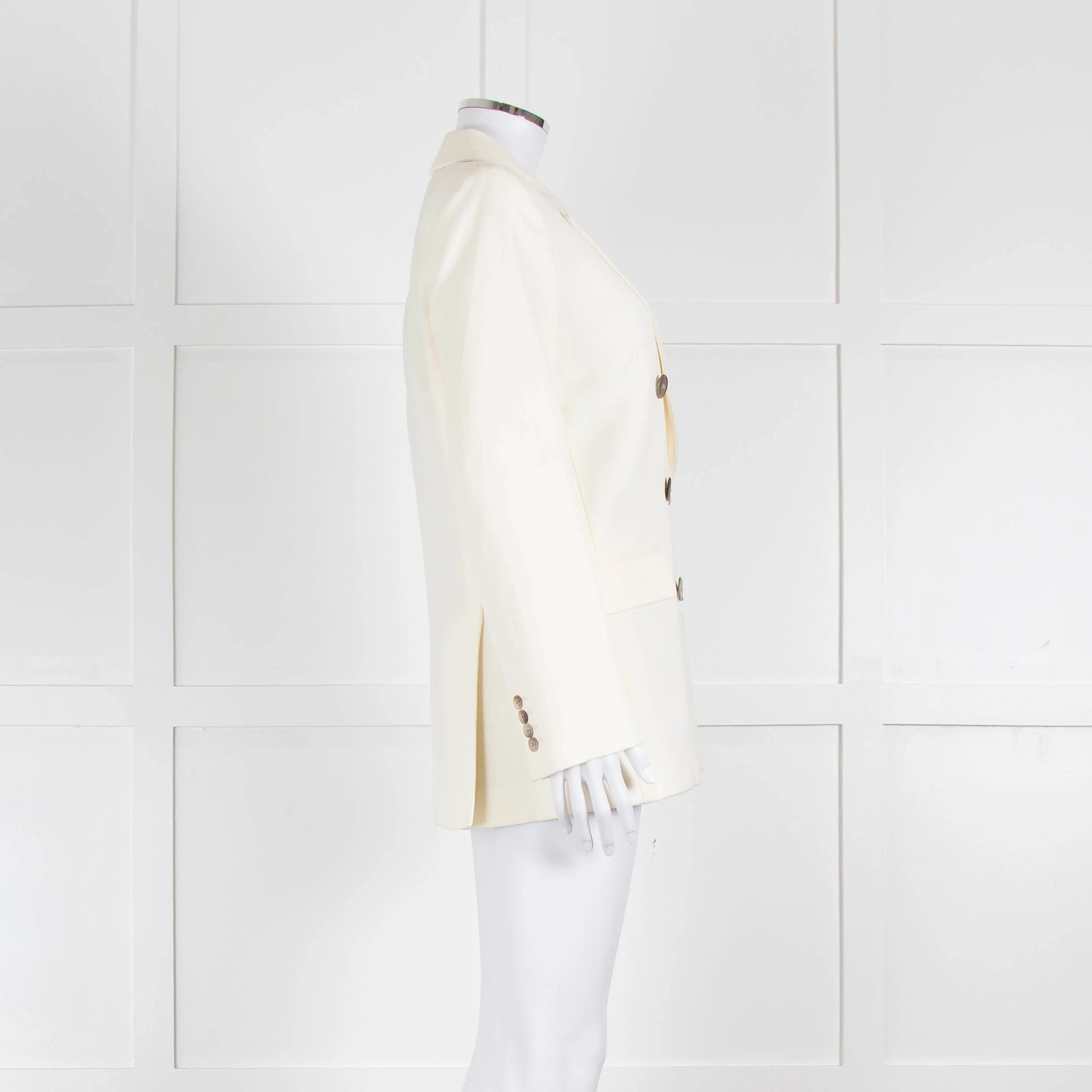 Racil Ivory Tailored Jacket Blue Floral Lining - Image 3