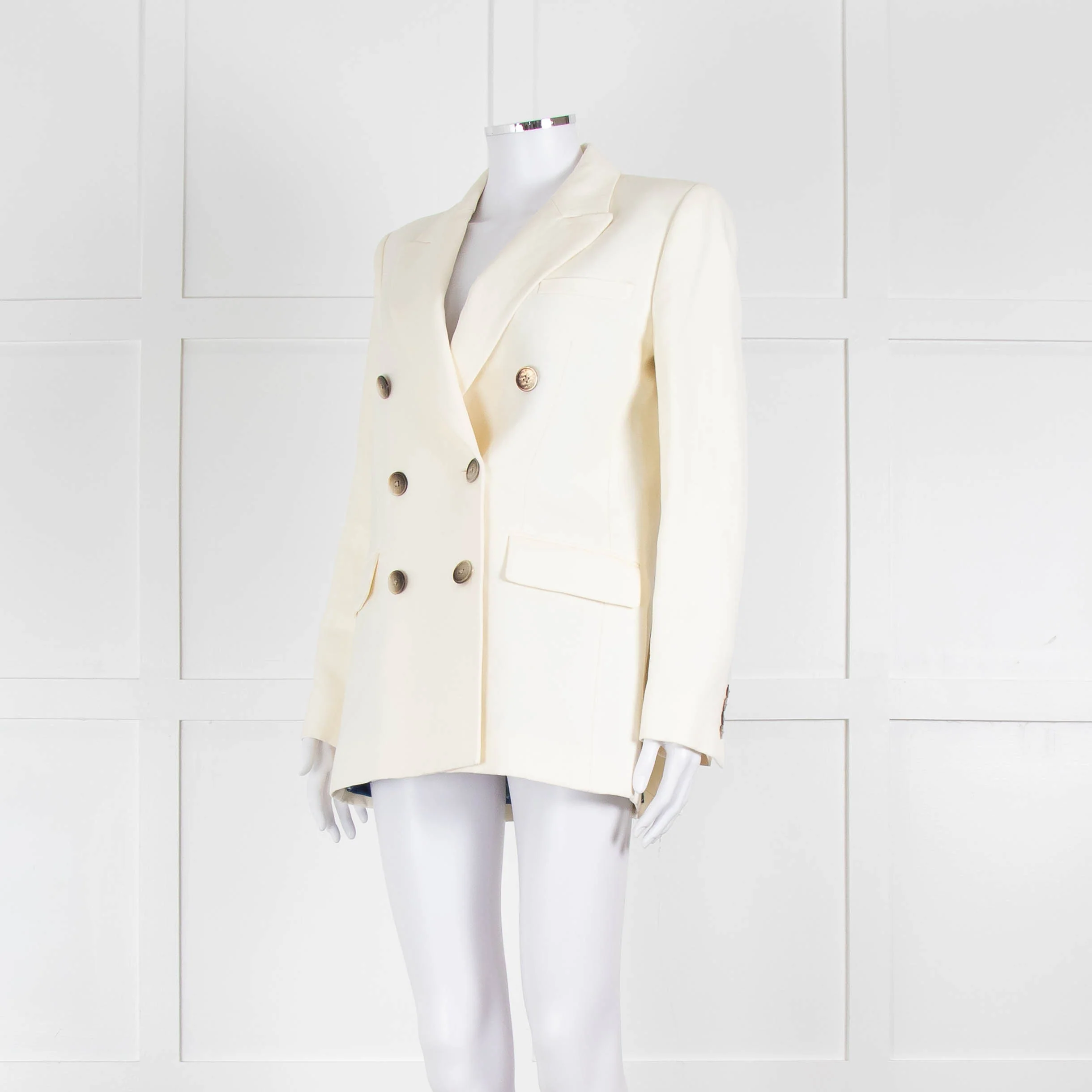 Racil Ivory Tailored Jacket Blue Floral Lining - Image 8