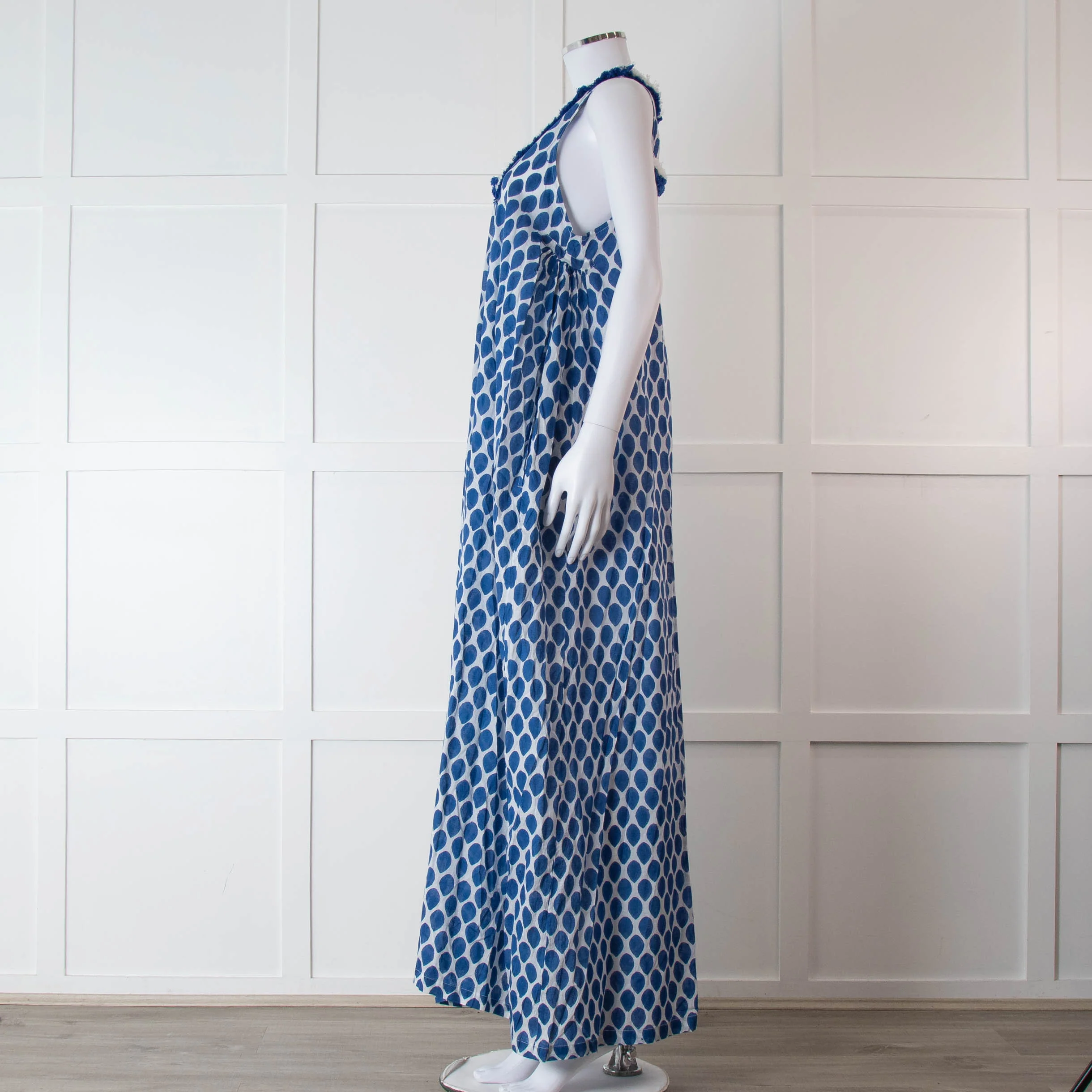 Rae Feather Blue and White Spotted Maxi Dress - Image 7