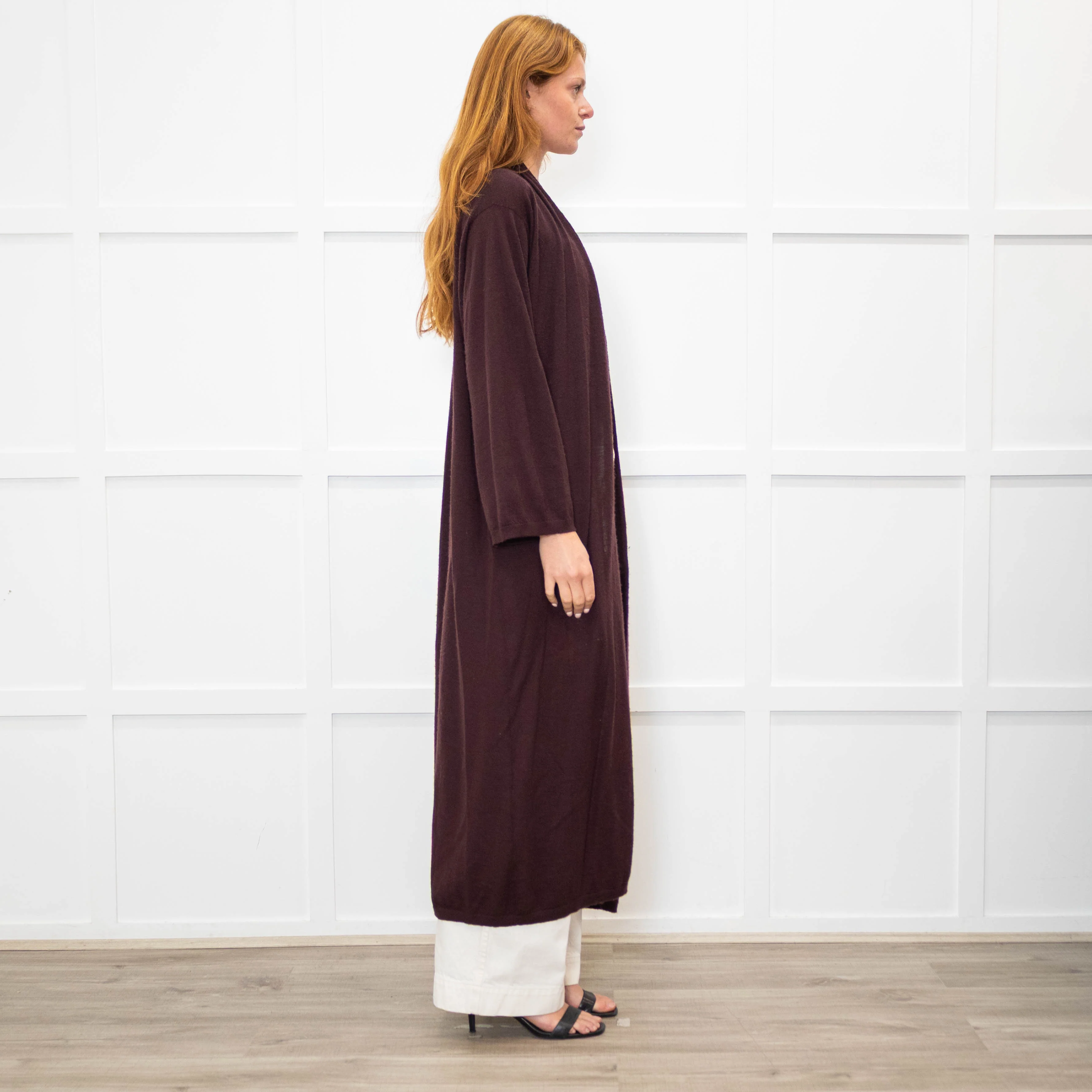 Raey Aubergine Brown Cashmere Fine Knit Long Cardigan - Image 6
