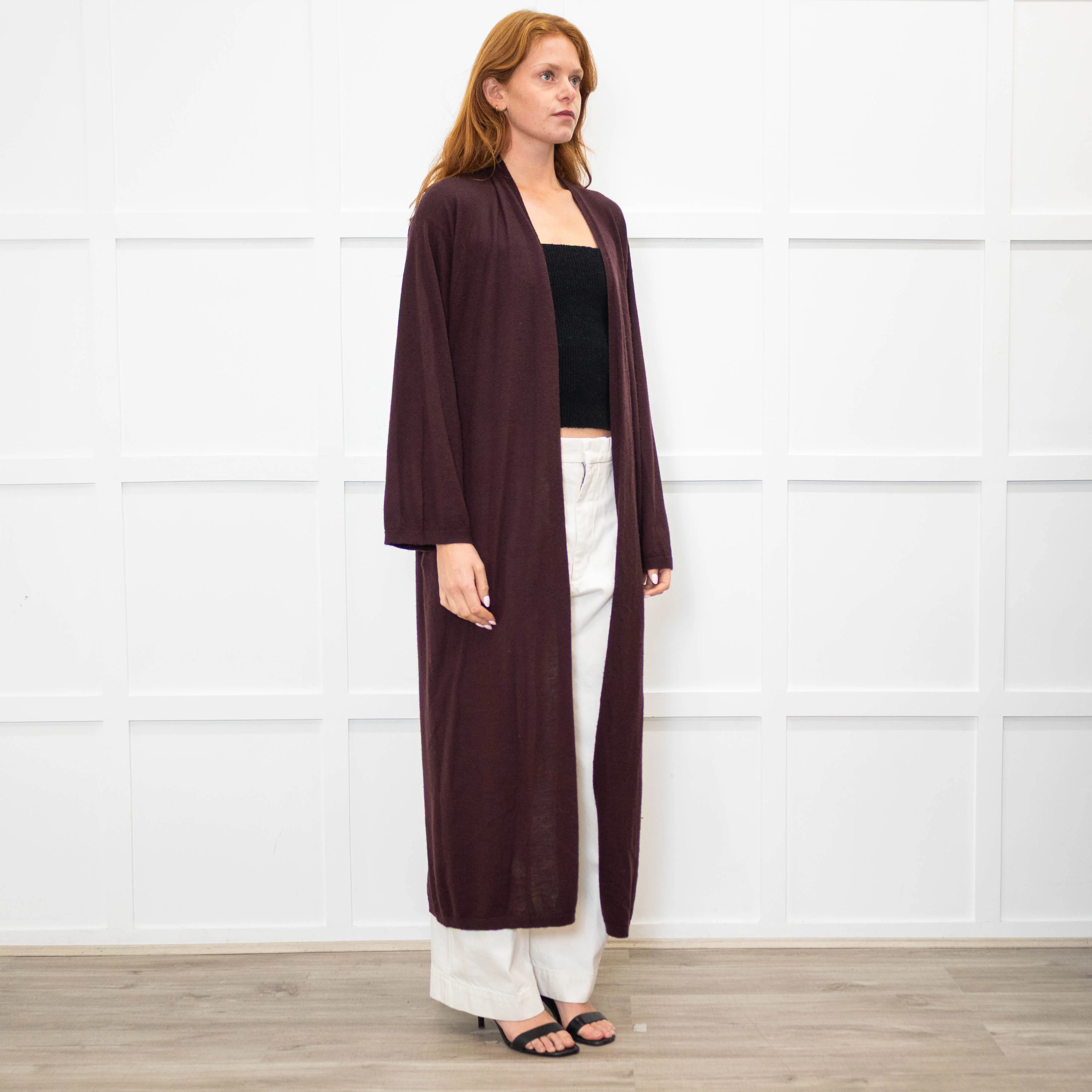 Raey Aubergine Brown Cashmere Fine Knit Long Cardigan - Image 7
