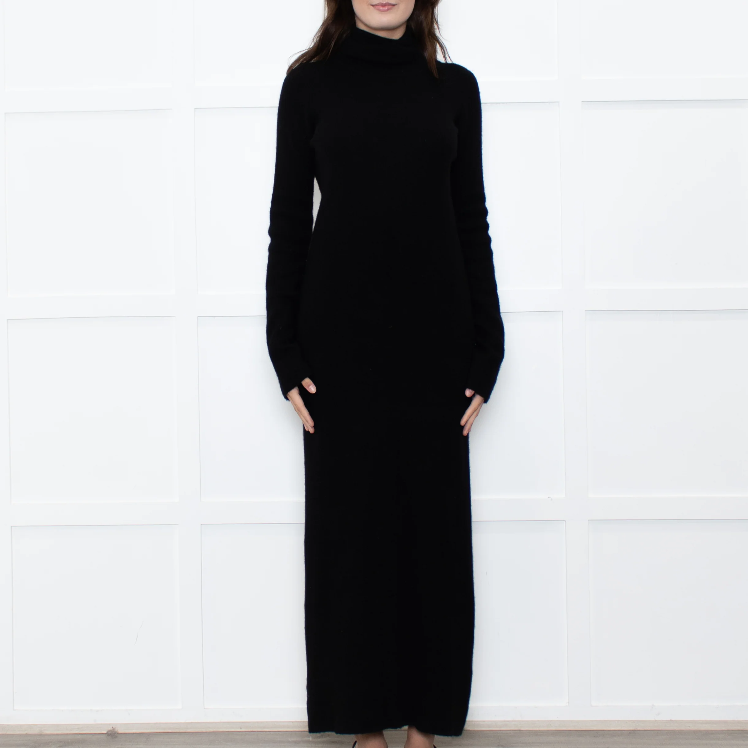 Raey Black Cashmere Knit Rollneck Maxi Dress - Image 2