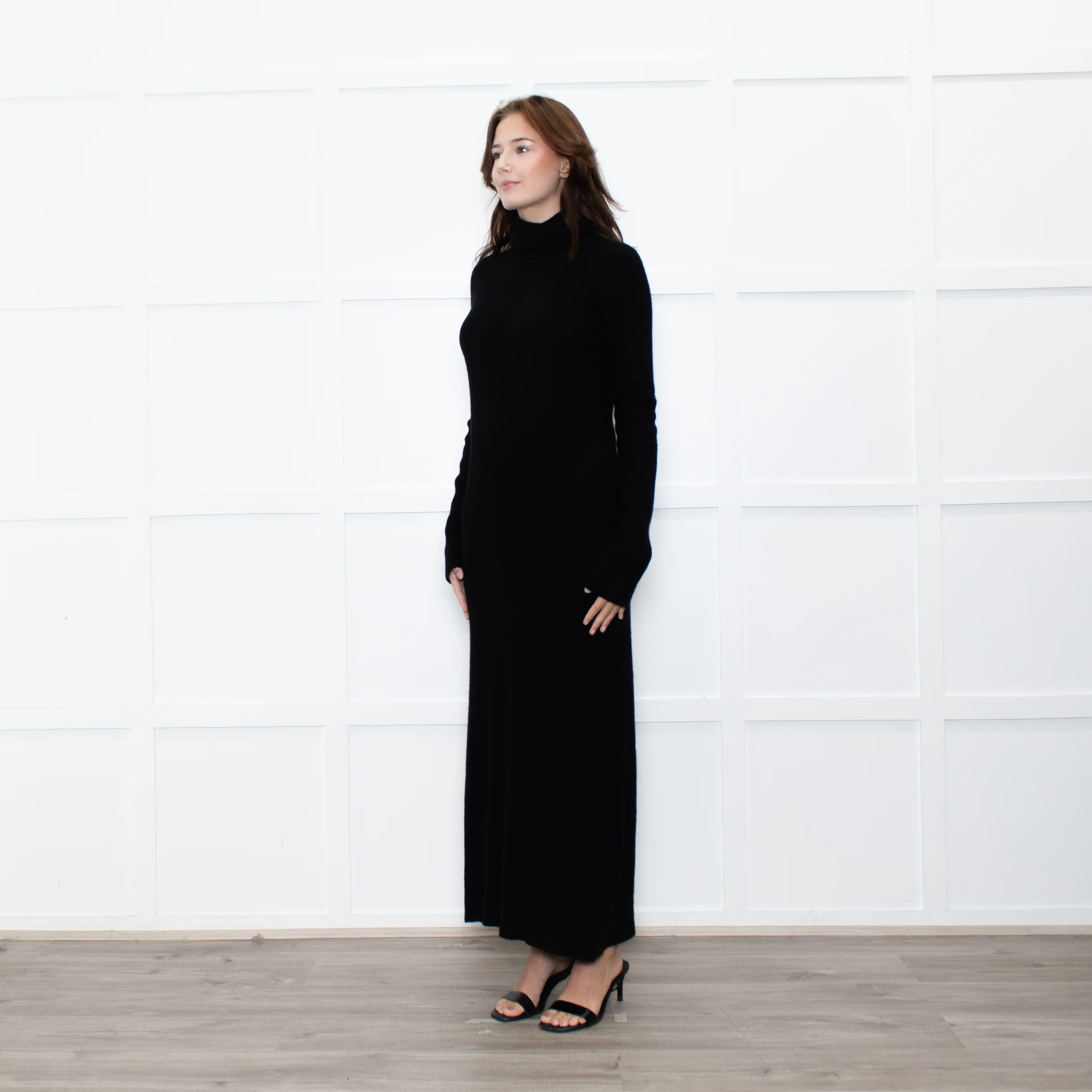 Raey Black Cashmere Knit Rollneck Maxi Dress - Image 3