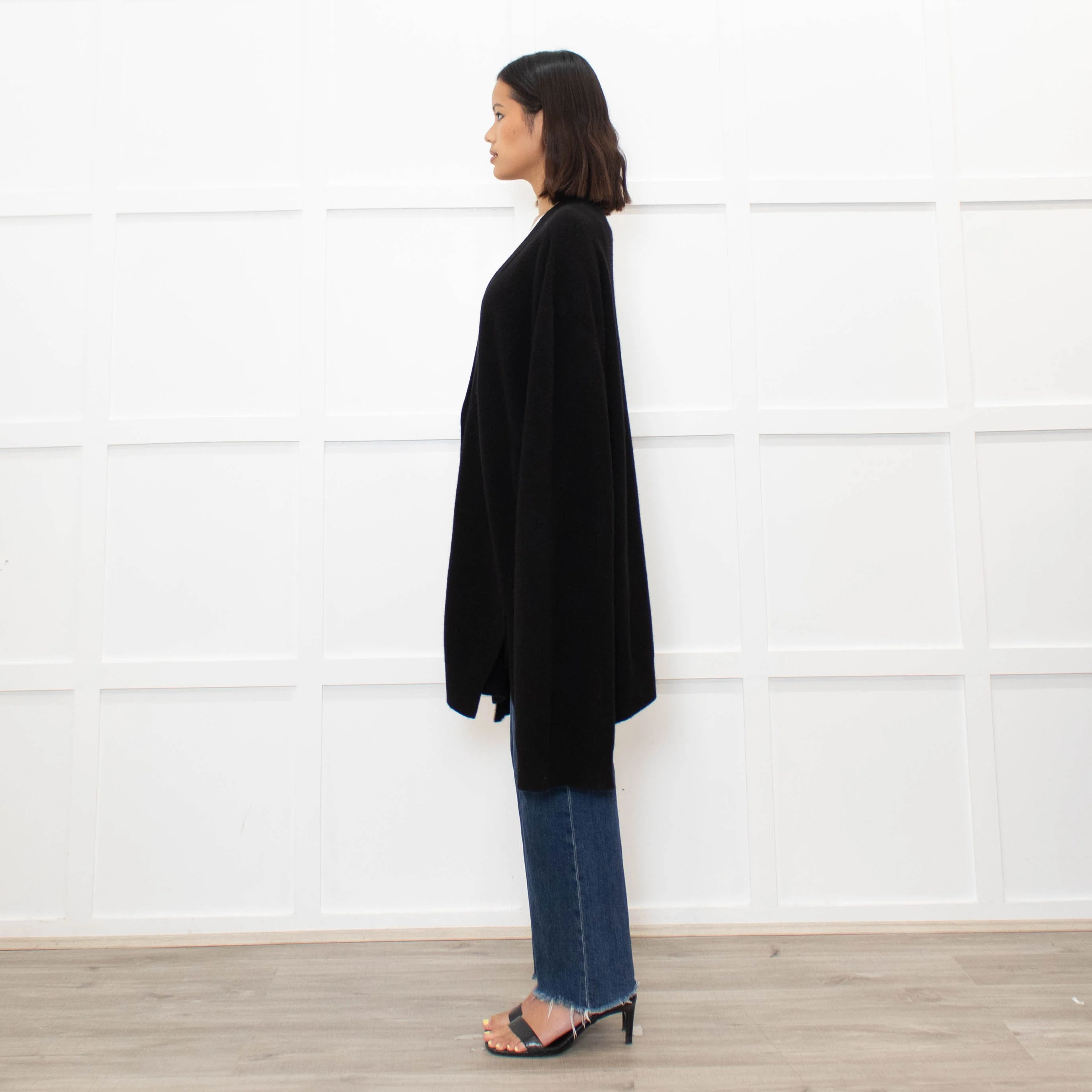 Raey Black Cashmere Oversized Cut Out Detail Cardigan - Image 7