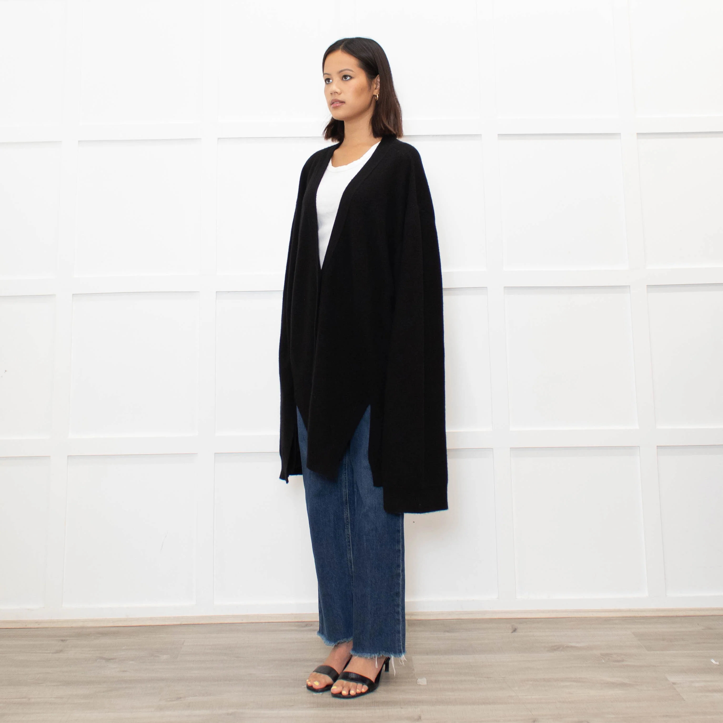 Raey Black Cashmere Oversized Cut Out Detail Cardigan - Image 8