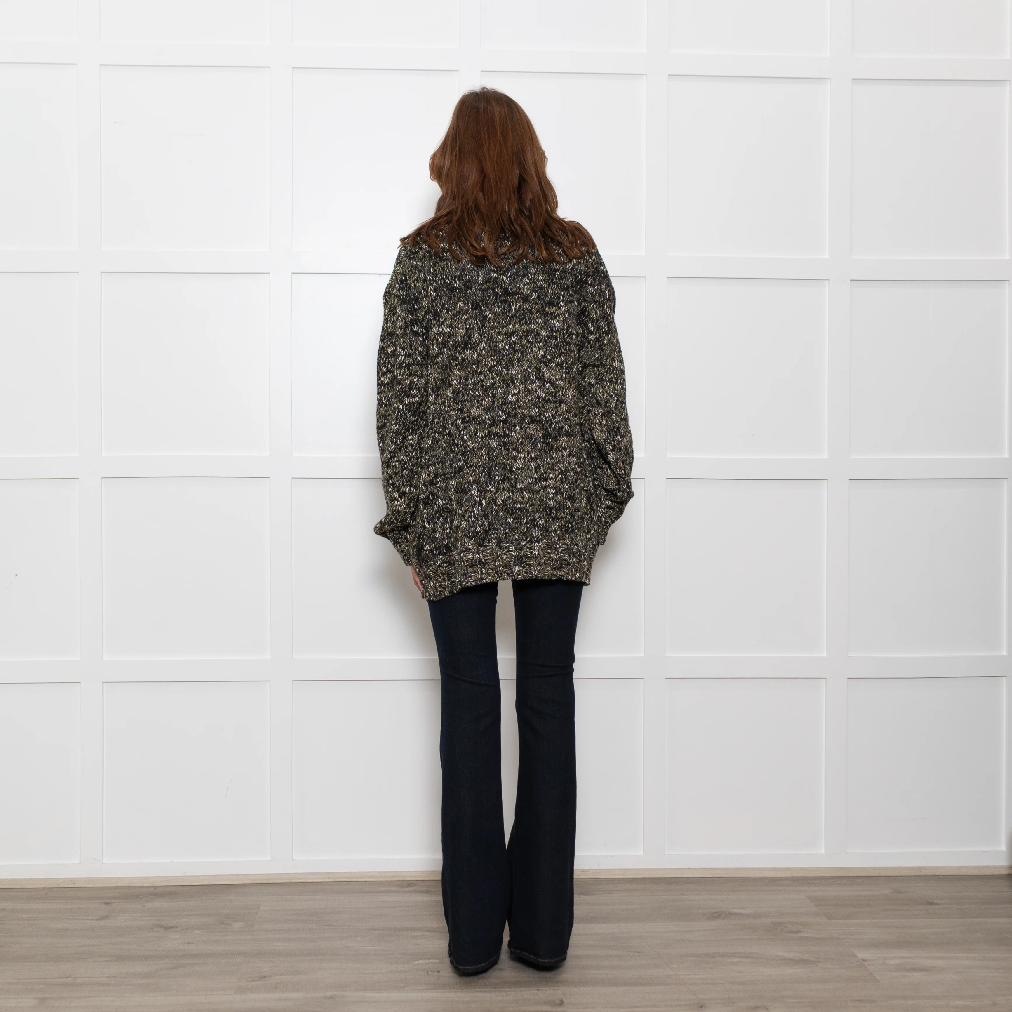 Raey Black Green White Wool Blend Oversized Sweater - Image 5