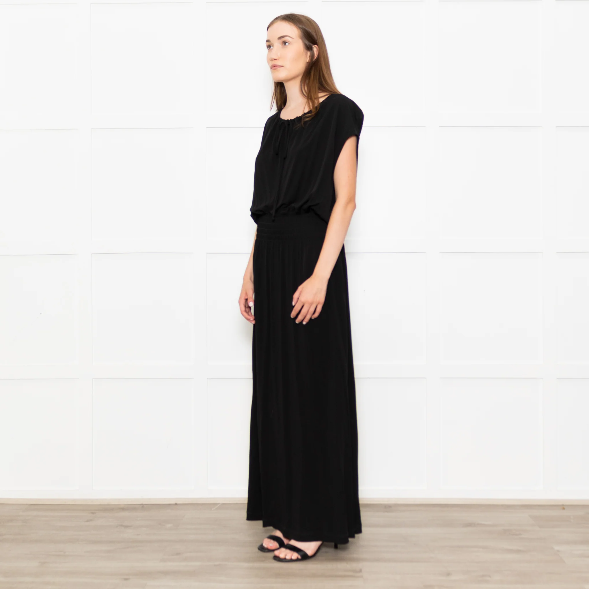Raey Black Jersey Shirred Waist Maxi Dress - Image 3