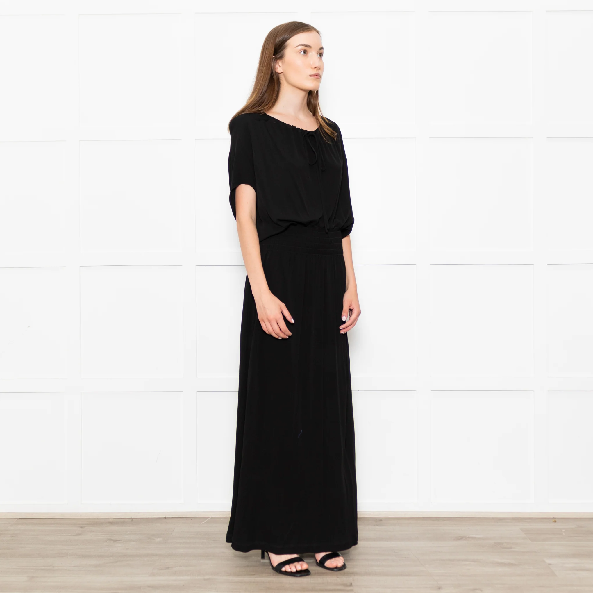 Raey Black Jersey Shirred Waist Maxi Dress - Image 7