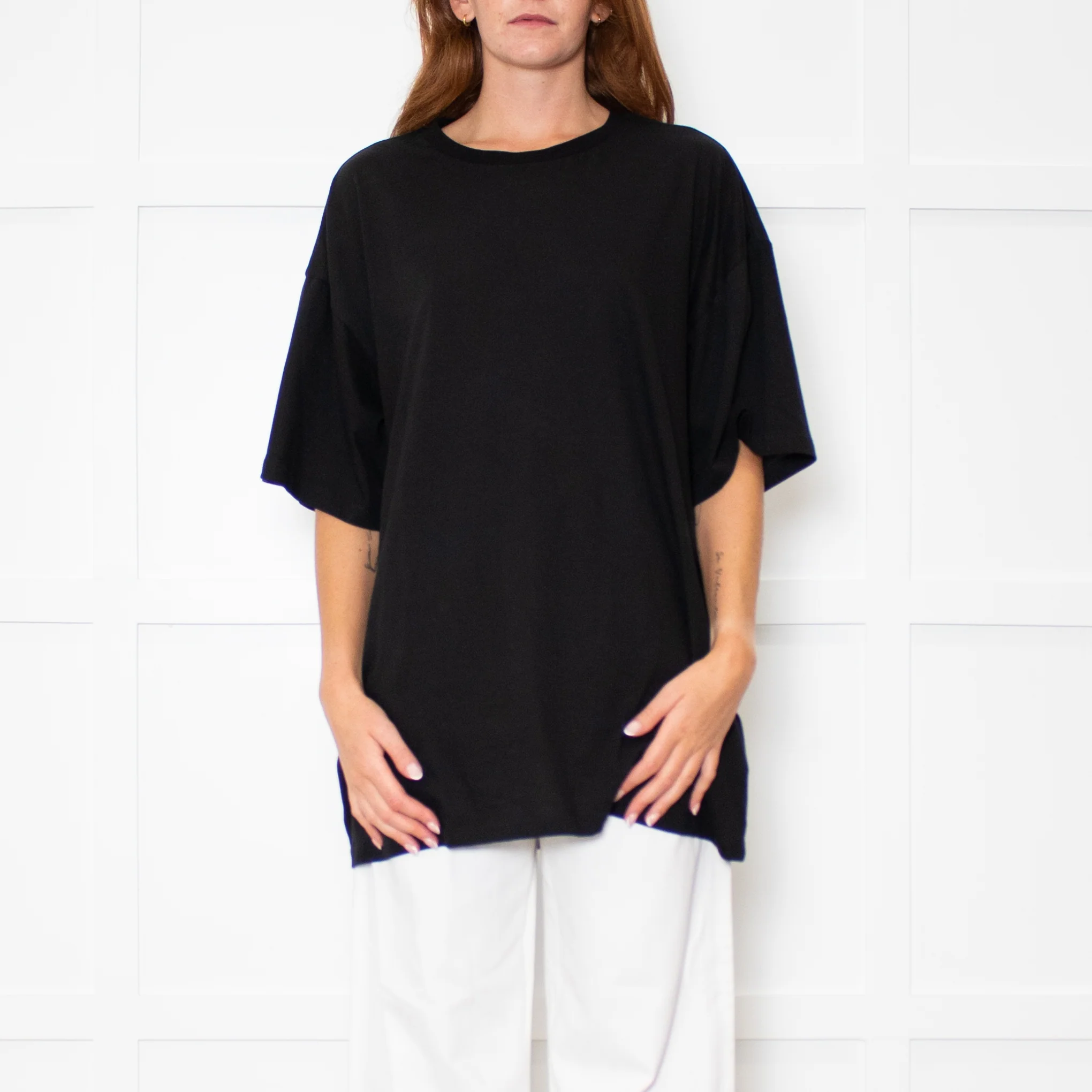 Raey Black Oversized Cotton T-Shirt - Image 2