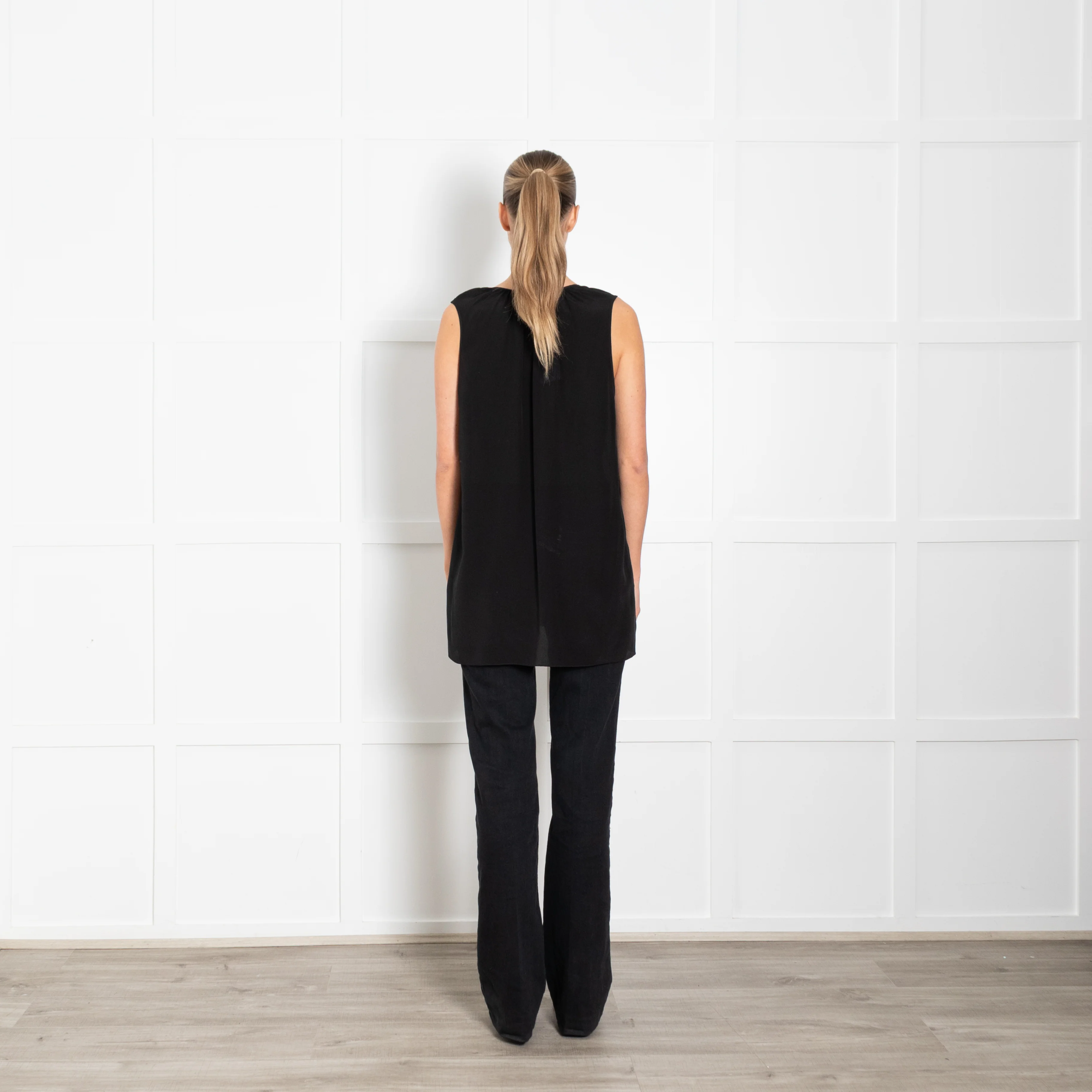 Raey Black Silk Sleeveless Neck Tie Top - Image 5